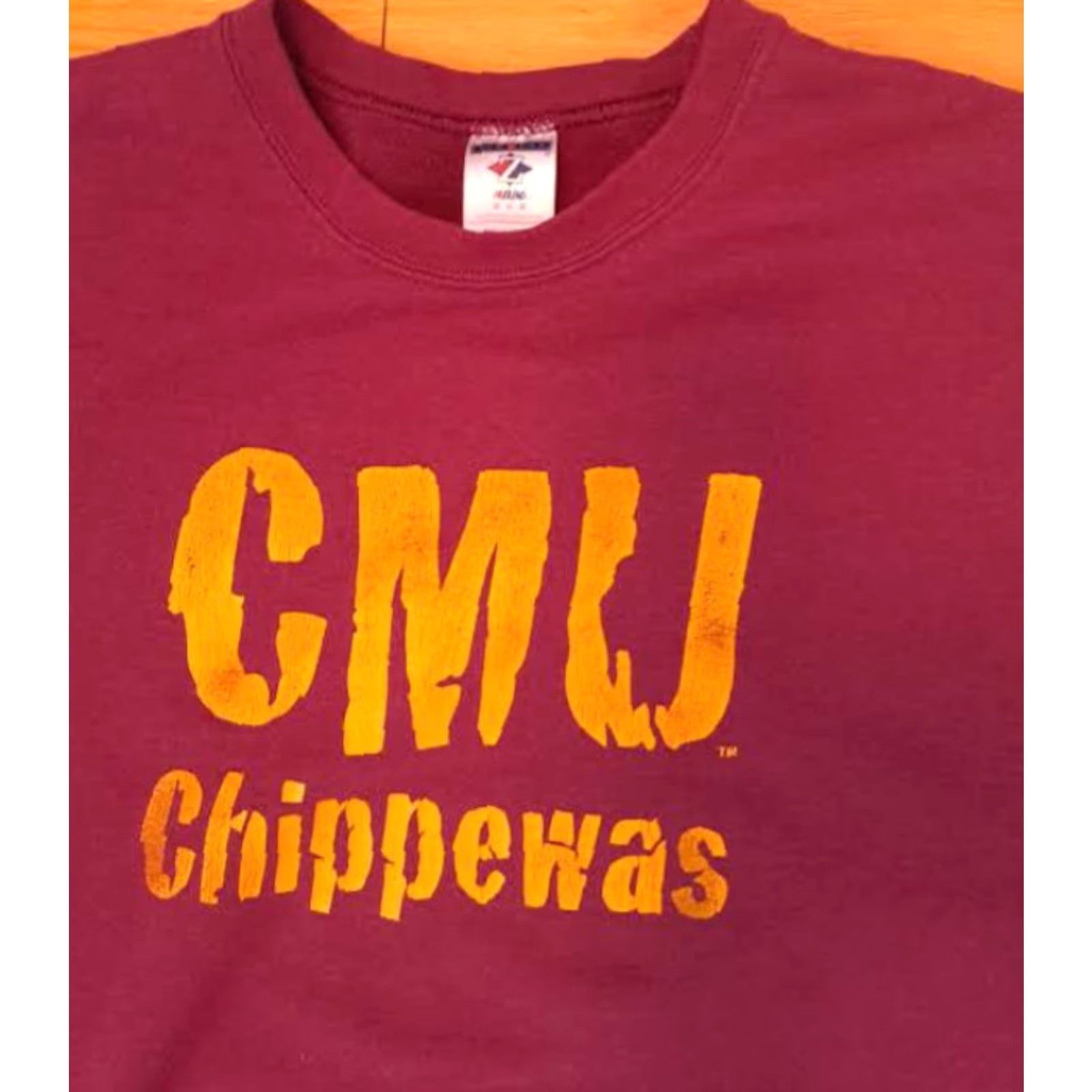 Jerzees CENTRAL MICHIGAN UNIVERSITY Chippawas Sweatshirt Jerzees M Burgundy Crew Neck Long Sleeve Pullover Men 90s University Canvas Fabric Regular Size M Size US M / EU 48-50 / 2 - 4 Thumbnail