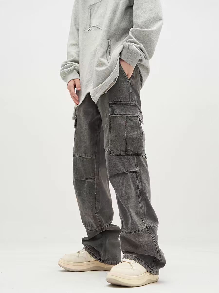 Vintage washed pocket baggy jeans