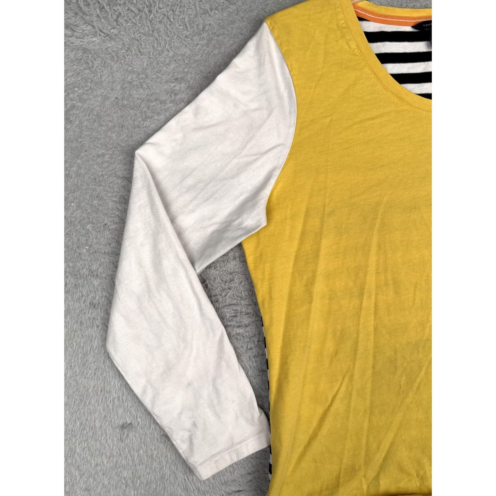Tommy Hilfiger Tommy Hilfiger Shirt Womens XL Yellow Crew Neck Long Sleeve Pocket Striped Tee Size XL / US 12-14 / IT 48-50 - 3 Thumbnail