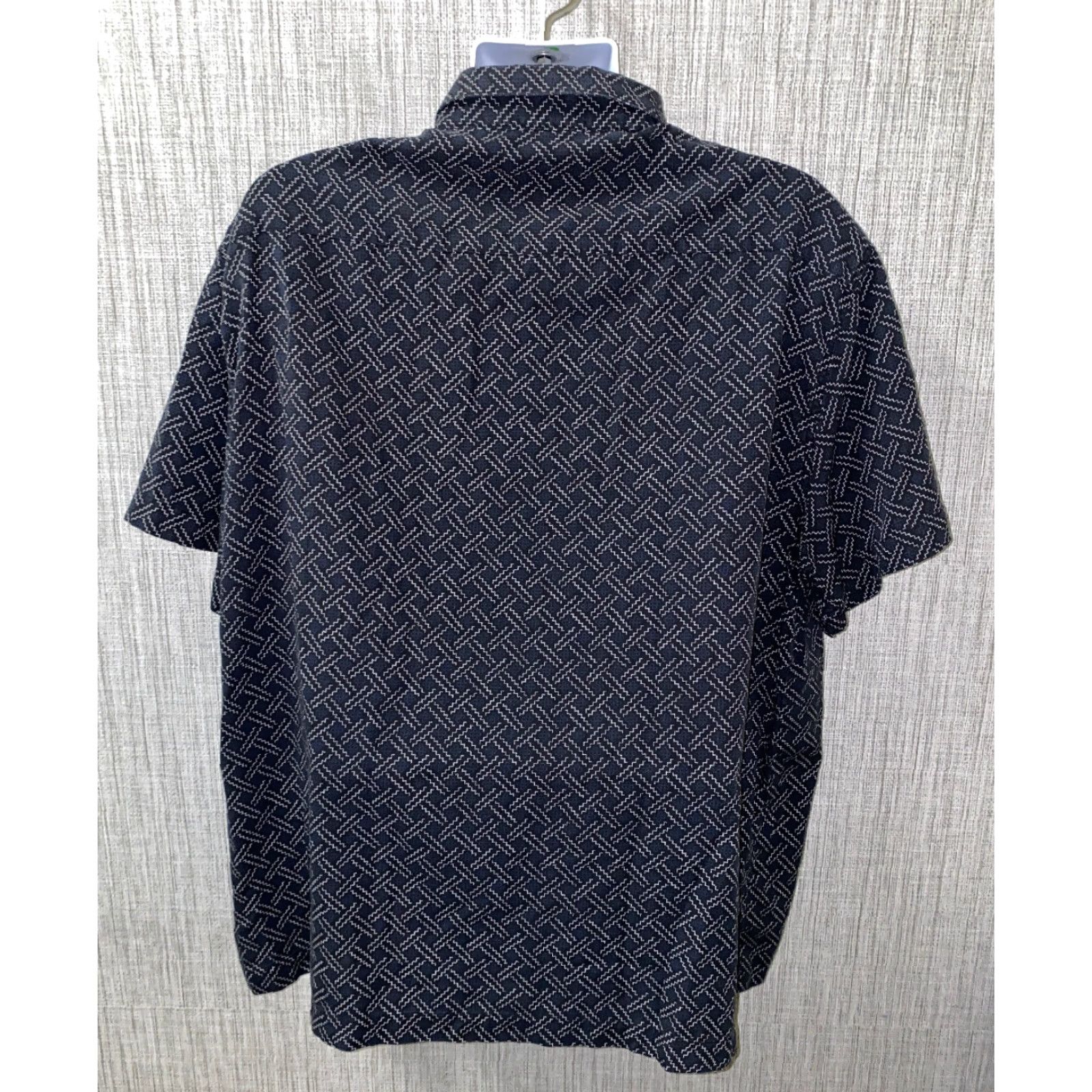Nat Nast Nat Nast Mens Polo Shirt Silk/Cotton Navy Blue Golf Shirt 2XL Short Sleeve Button Neck Casual Geometric Arare? Size US XXL / EU 58 / 5 - 5 Thumbnail