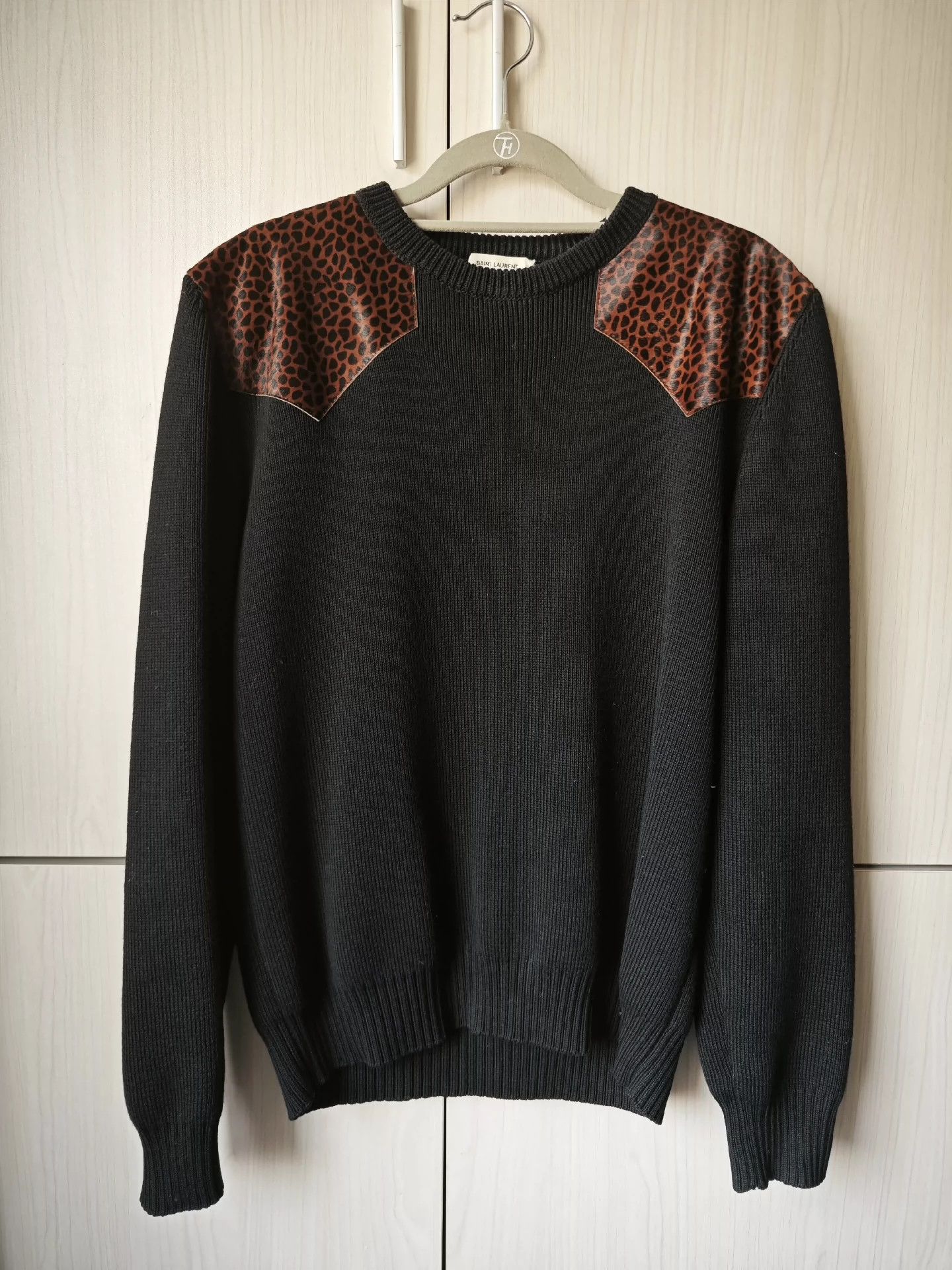 Saint Laurent Paris Saint Laurent Paris Shoulder patchwork sweater Size US XL / EU 56 / 4 - 1 Thumbnail
