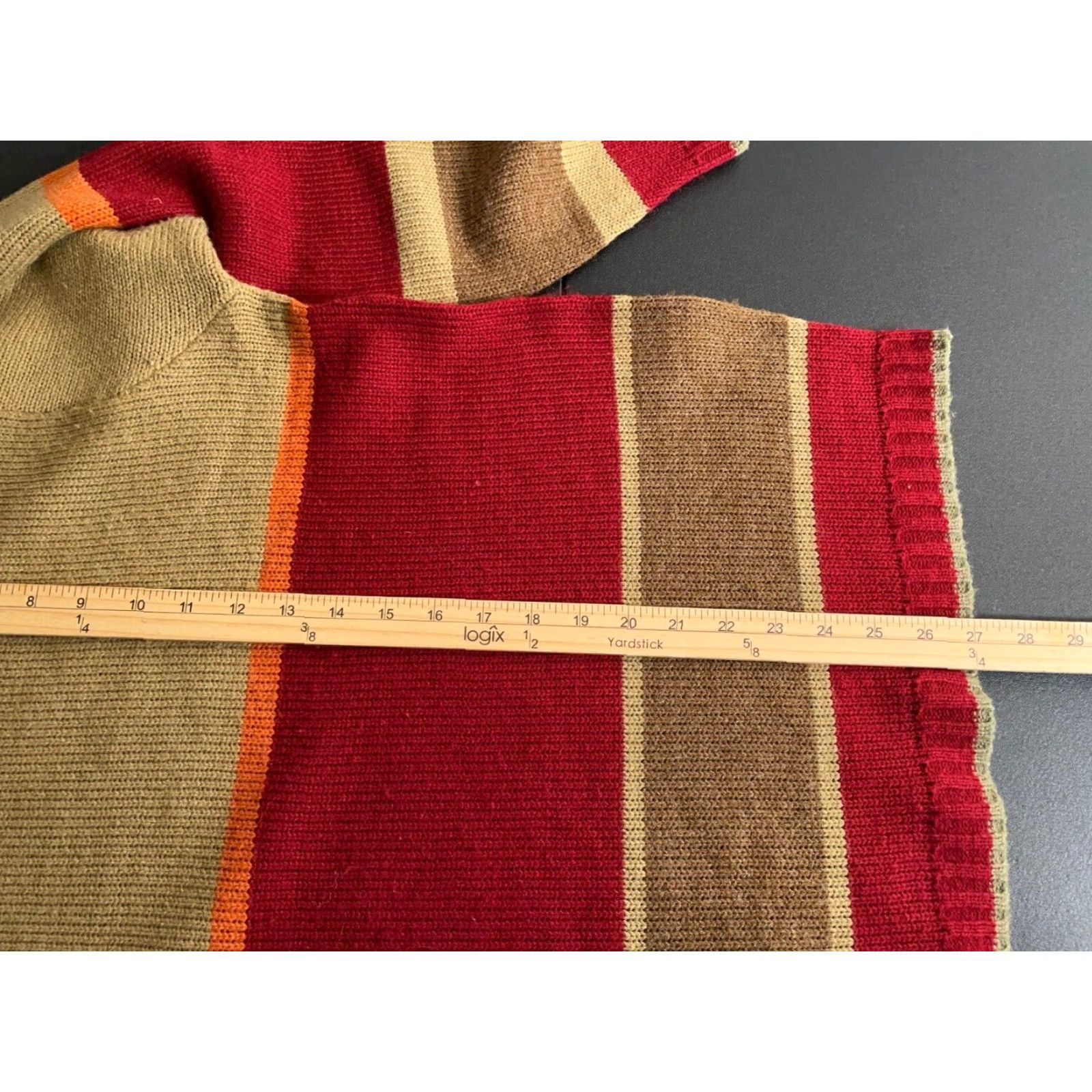 Vintage VINTAGE Y2K Striped Sweater Adult XL Beige Red Chunky-Knit Crewneck Hipster Mens Size US XL / EU 56 / 4 - 6 Thumbnail