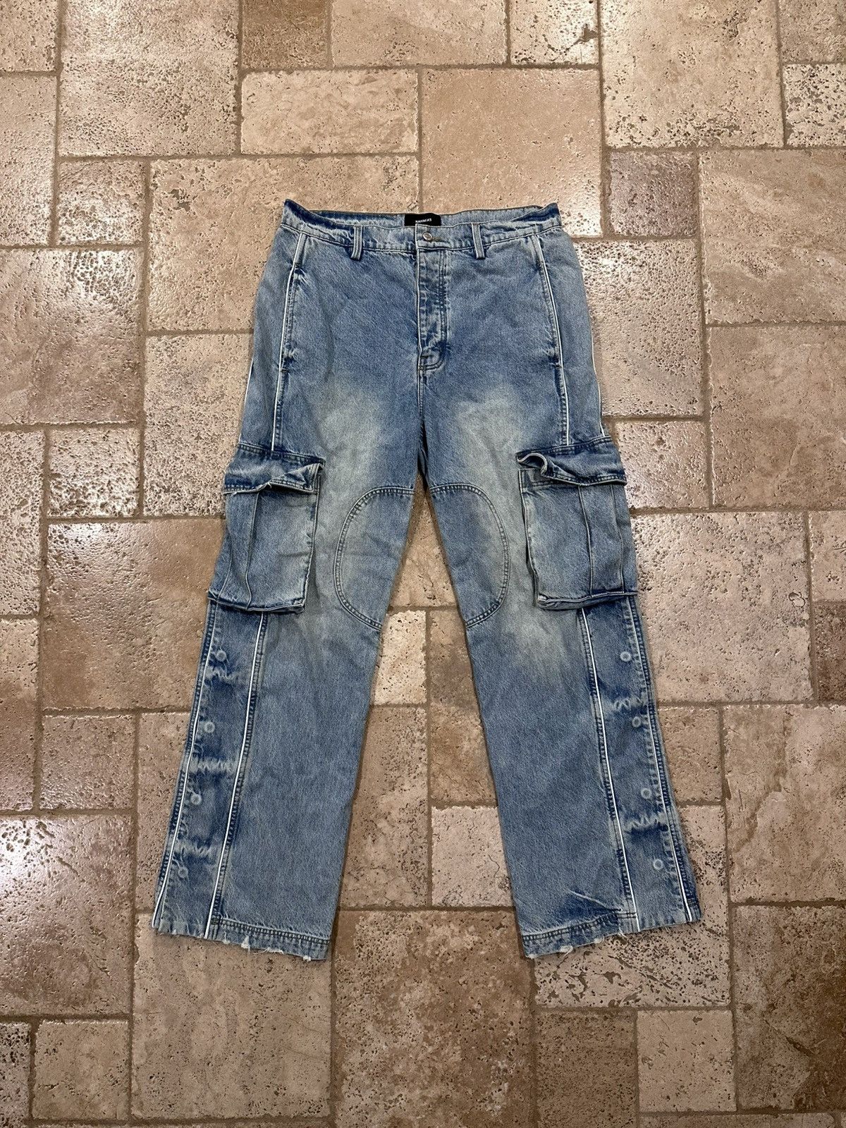 Nahmias Nahmias Track Snap Logo Cargos Blue Denim Jeans Size US 36 / EU 52 - 1 Thumbnail