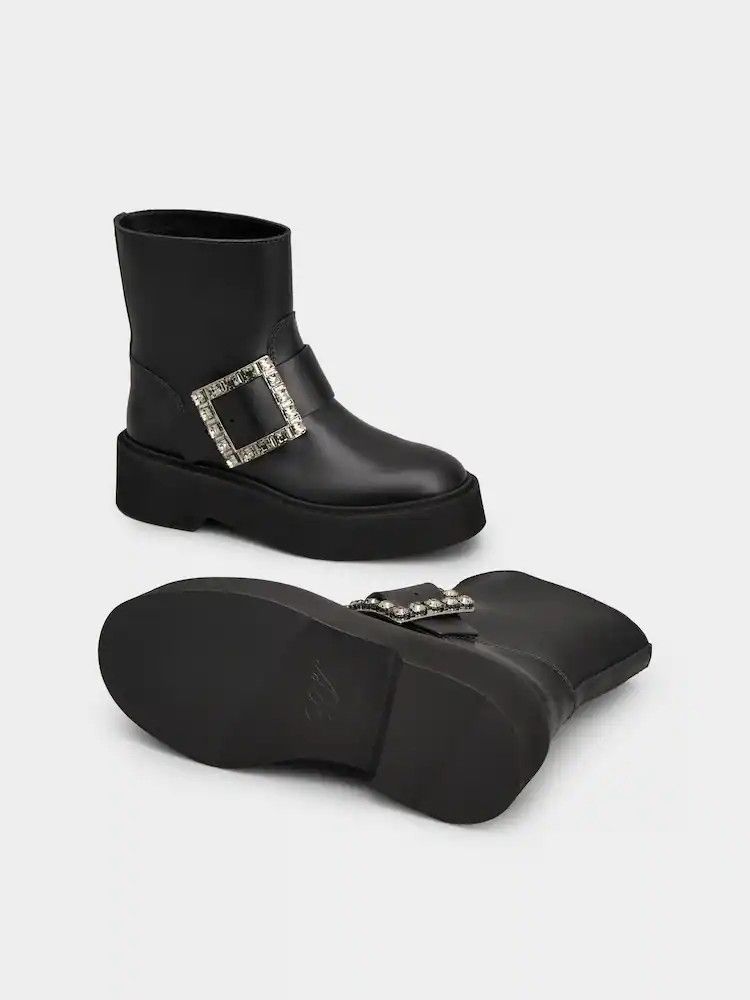 Roger Vivier o1s22i1n0824 Viv' Rangers Biker Boots in Black Size US 9 / IT 39 - 6 Thumbnail
