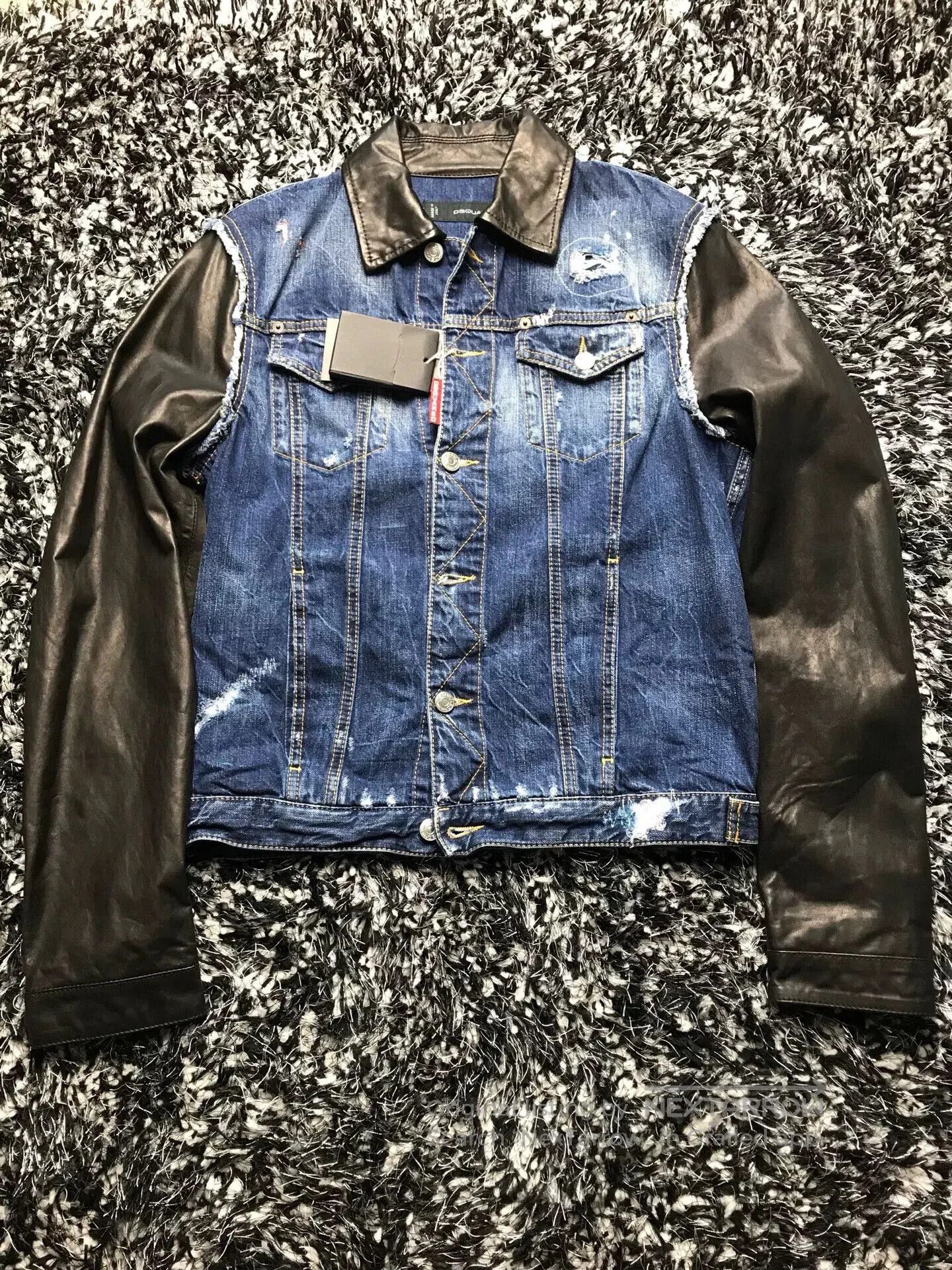 Dsquared2 dsquared2 leather sleeve denim jacket. Size US L / EU 52-54 / 3 - 1 Thumbnail