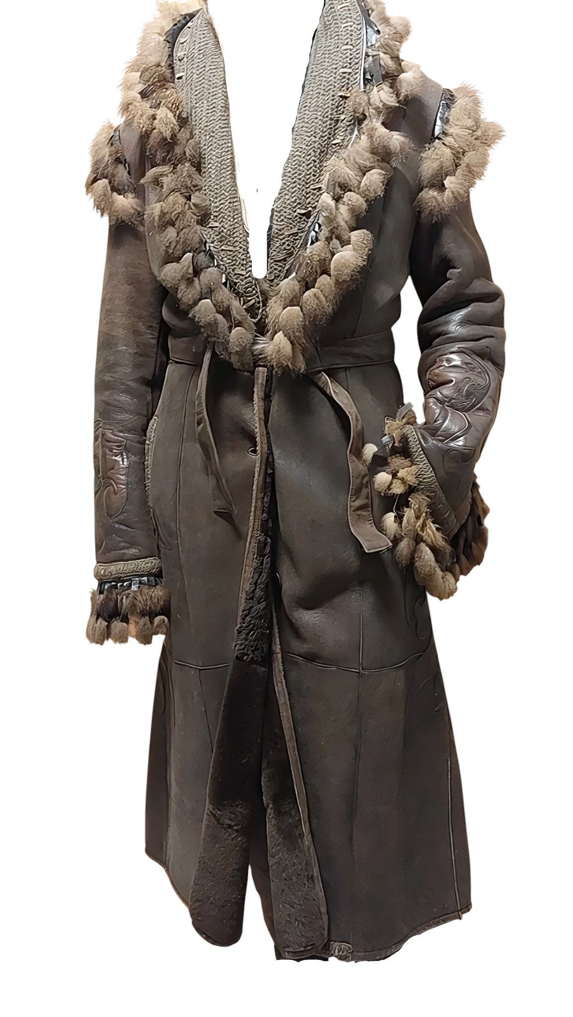 Roberto Cavalli ARCHIVE SHEARLING LEATHER HEAVY COAT WITH FUR DETAILS Size L / US 10 / IT 46 - 1 Thumbnail
