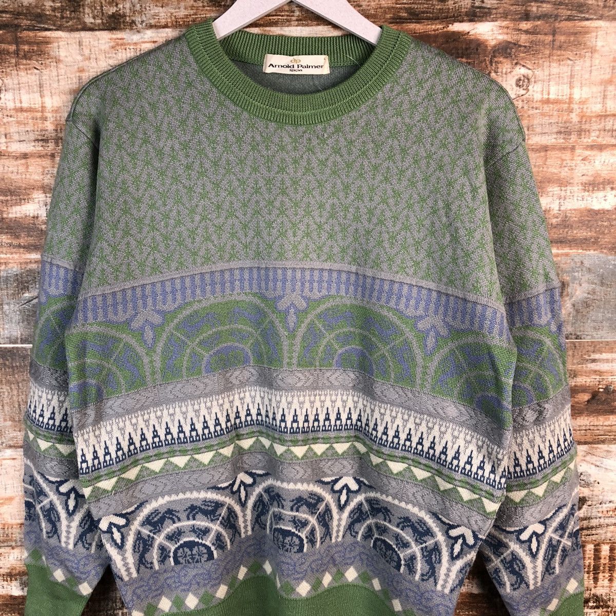 Homespun Knitwear × Japanese Brand × Palmer Trading Company Arnold Palmer vintage japan art Green Knitwear #A1254 Size L / US 10 / IT 46 - 9 Thumbnail