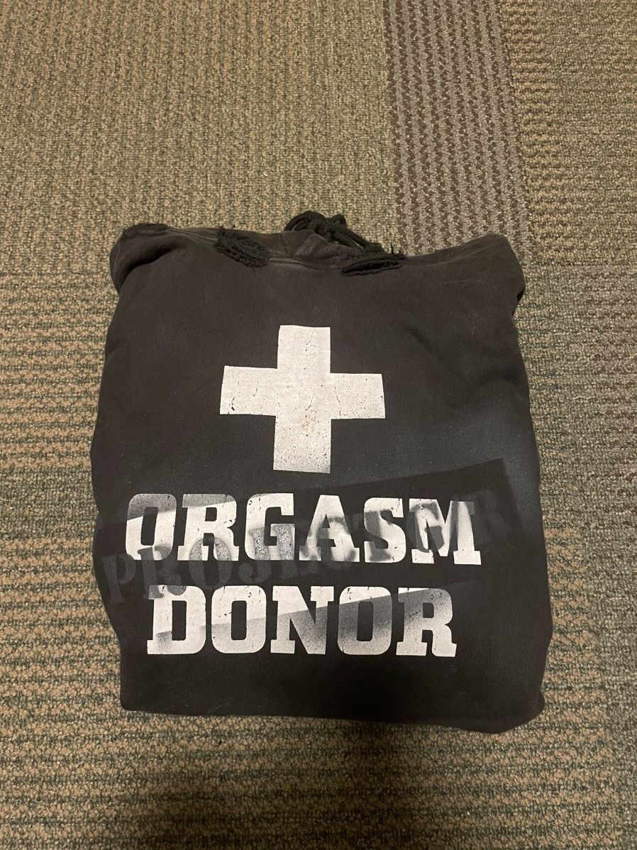 Streetwear Project G/R Orgasm Donor Black Hoodie | Grailed
