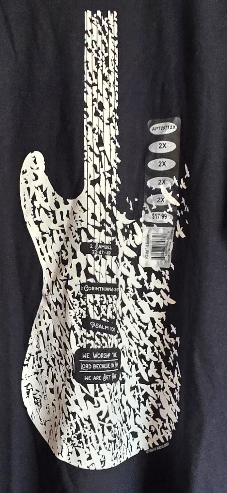 Gildan Bible Verse Religious Black Guitar Graphic T-Shirt Gildan 2X Size XXL / US 16-18 / IT 52-54 - 5 Thumbnail