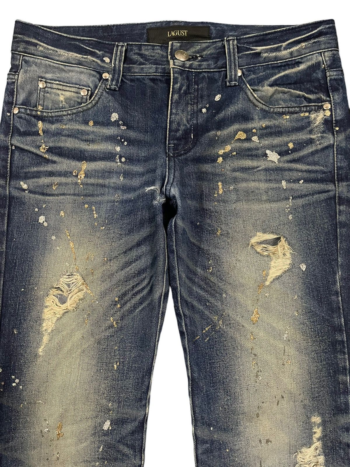 If Six Was Nine Vintage Japanese Brand Distressed Splash Flare Jeans Size US 33 - 3 Thumbnail