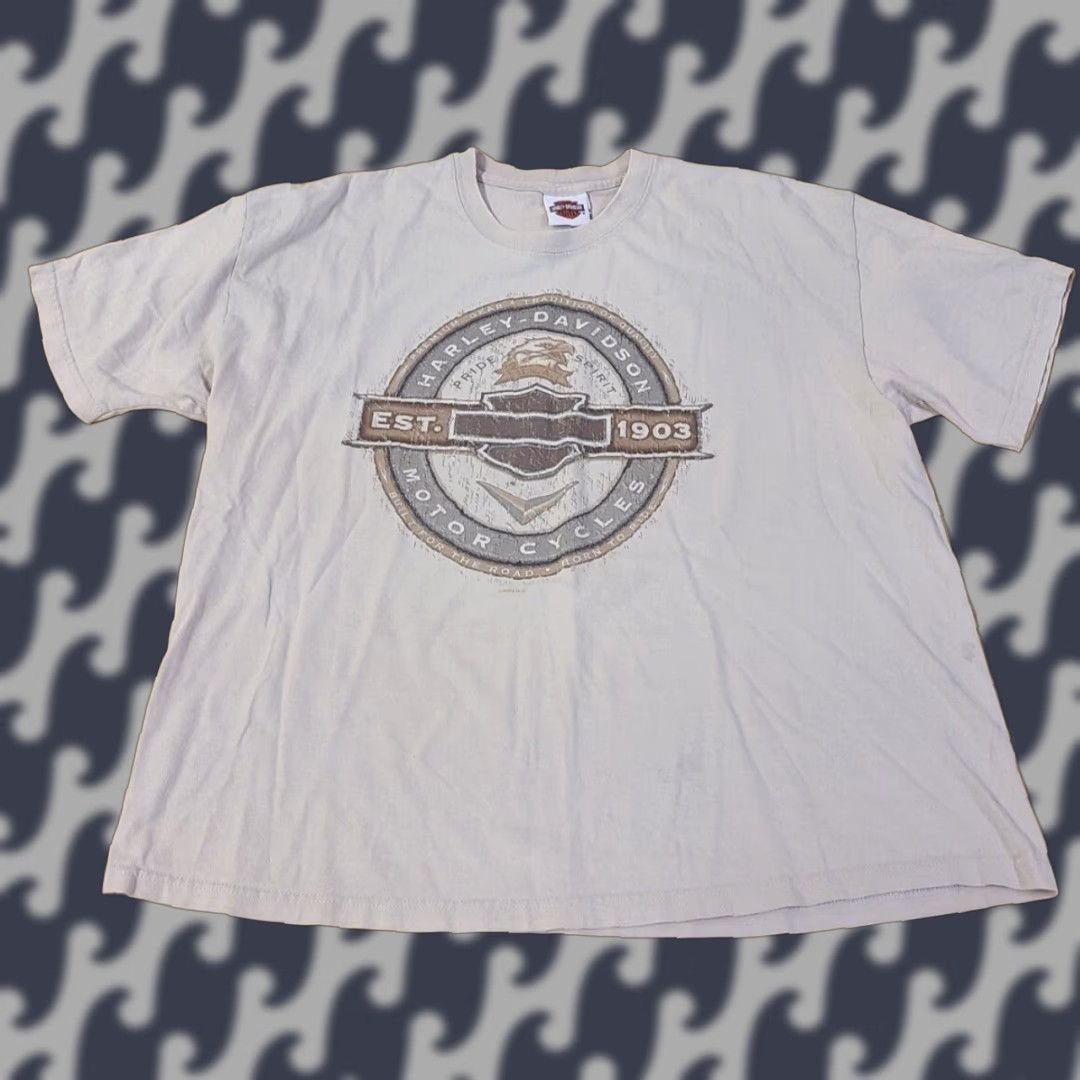 Harley Davidson VINTAGE Harley-Davidson T-Shirt XL Beige 2000s Graphic Tee Men Size US XL / EU 56 / 4 - 1 Thumbnail
