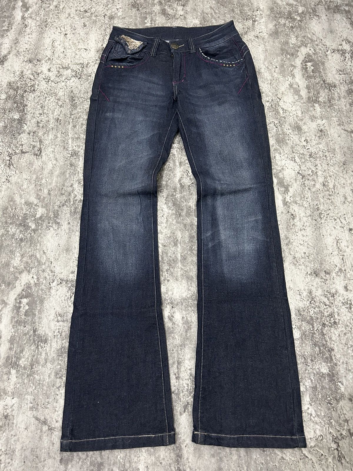 If Six Was Nine × Le Grande Bleu (L.G.B.) × Tornado Mart Maliani Mudwash Studded Boot Cut Jeans Size US 28 / EU 44 - 2 Thumbnail
