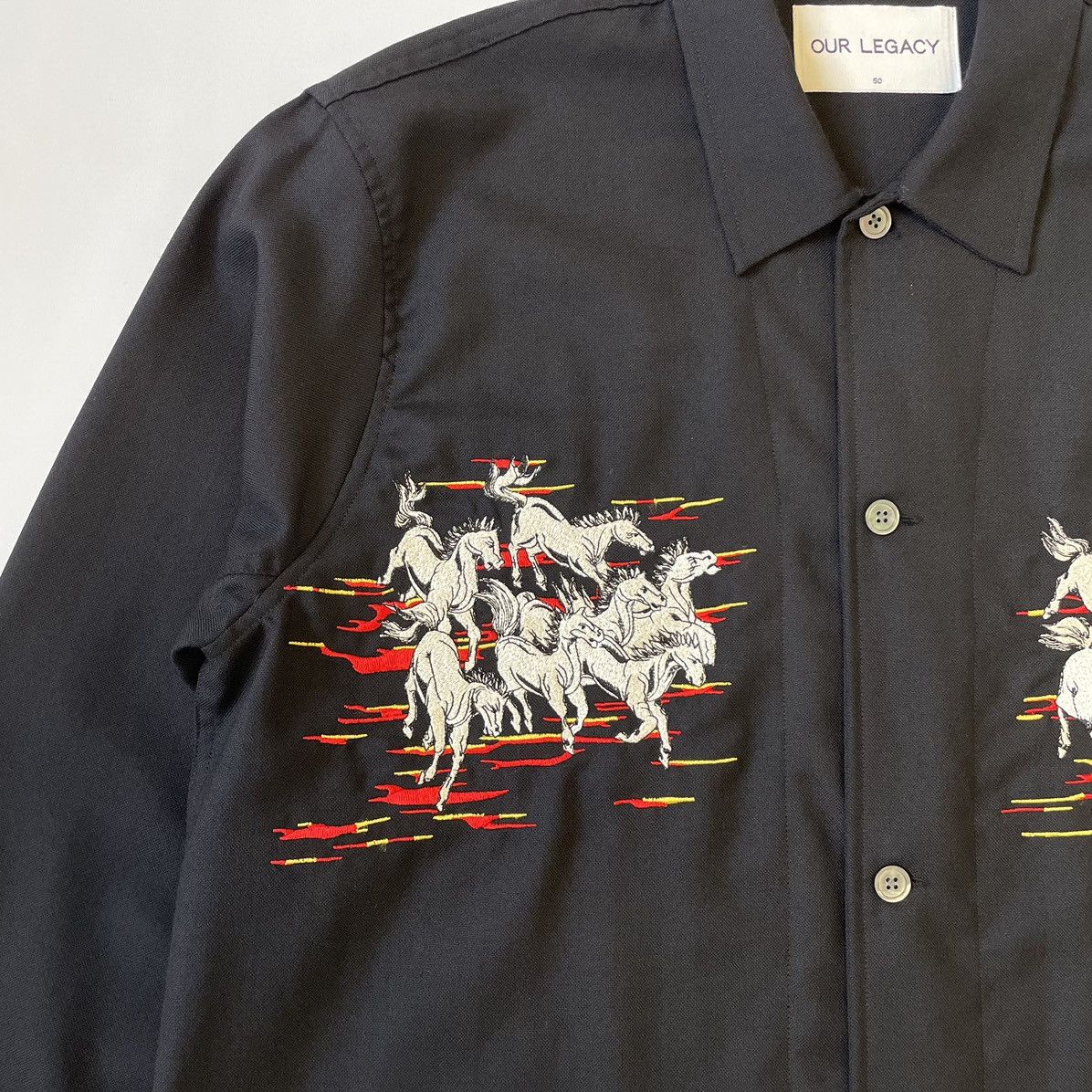 Our Legacy ‘Mustang’ Horse Embroidered Wool Box Shirt Size US M / EU 48-50 / 2 - 5 Thumbnail