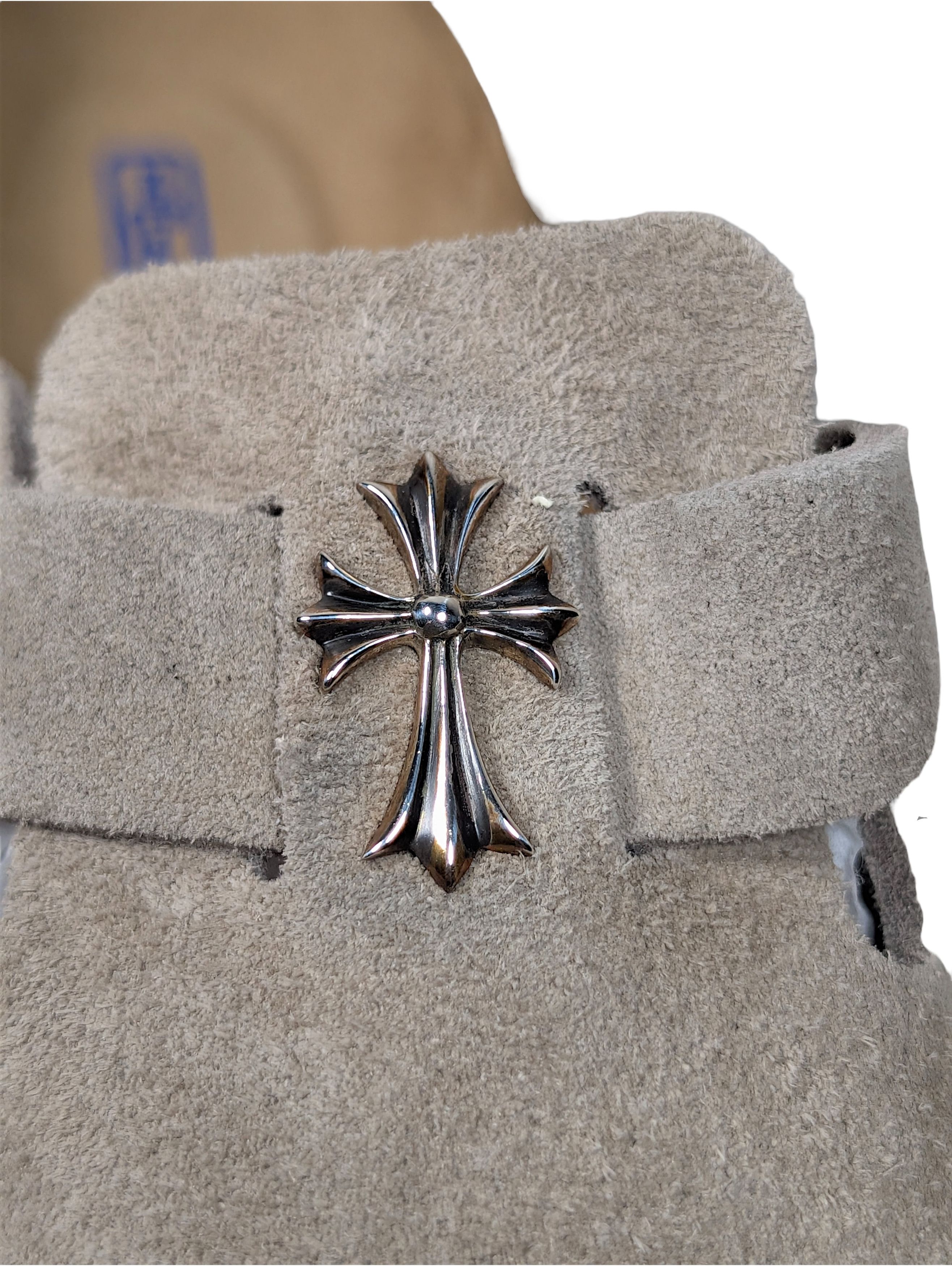 Chrome Hearts Cross Embellished Birkenstock Boston Suede Sandals Size US 7 / EU 40 - 4 Thumbnail