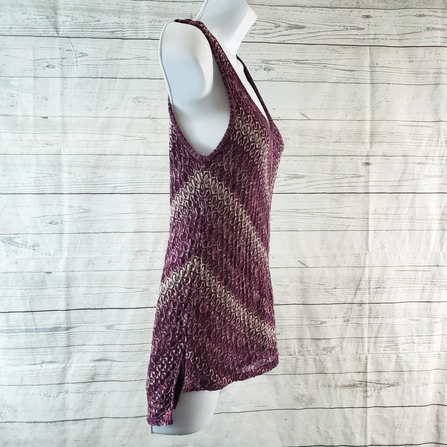 White House Black Market White House Black Market Womens Tank Sz Small Purple Knit Tie Back Size S / US 4 / IT 40 - 3 Thumbnail
