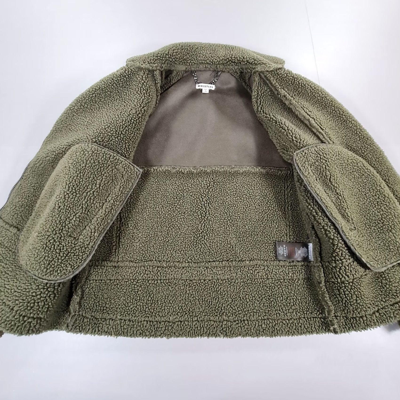 Whistles Whistles Womens Jacket Green XS Borg Biker Fleece Relaxed Fit Size XS / US 0-2 / IT 36-38 - 5 Thumbnail