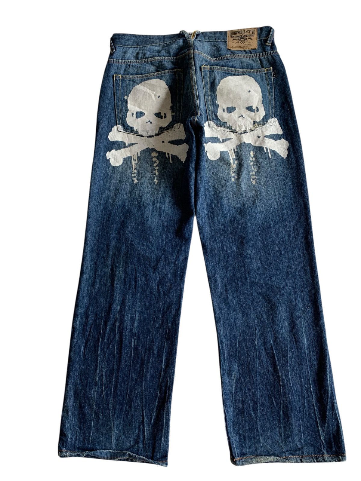 If Six Was Nine CROWN COLLECTIVE BIG SKULL PUNK JAPANESE DISTRESSED DENIM Size US 34 / EU 50 - 1 Thumbnail