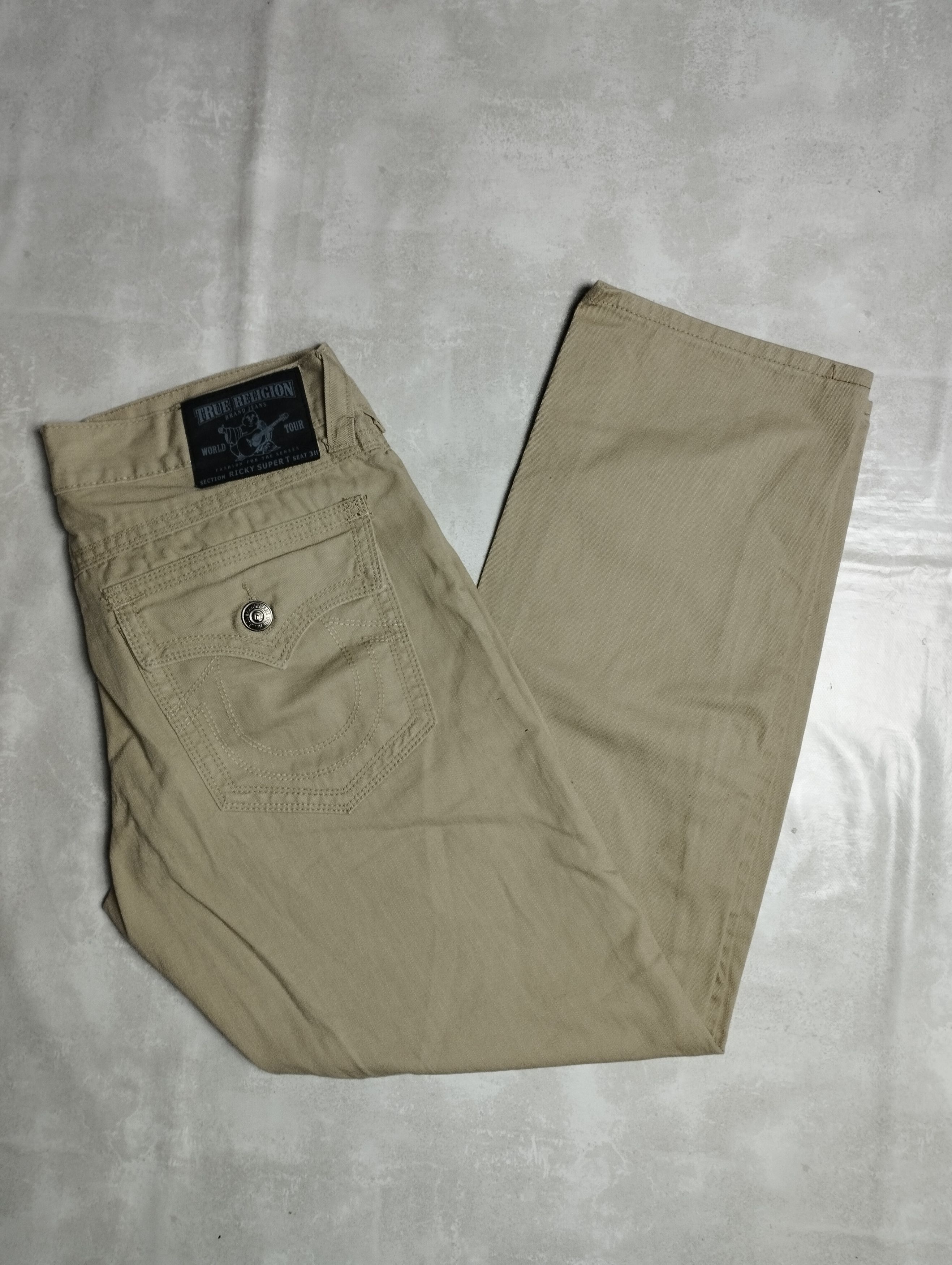 True Religion × Vintage True Religion Straight Beige Jeans Pants Ricky Super T Size US 34 / EU 50 - 1 Thumbnail