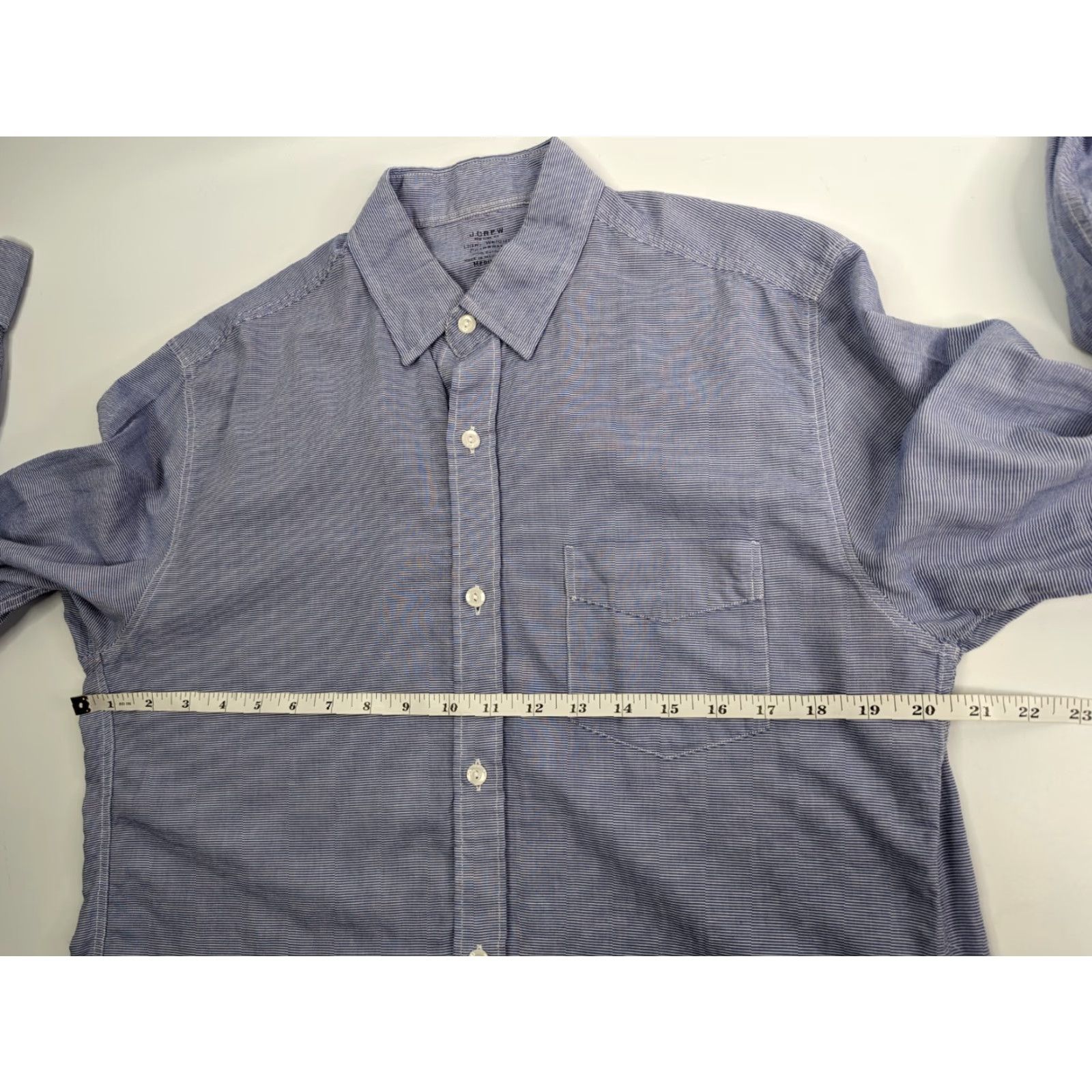 J.Crew J Crew Button-Up Chambray Shirt Blue Stripe Men's Medium Lightweight Casual Preppy Classic School Button-Down, Regular Fit, Long Sleeve, Cotton Size US M / EU 48-50 / 2 - 6 Thumbnail