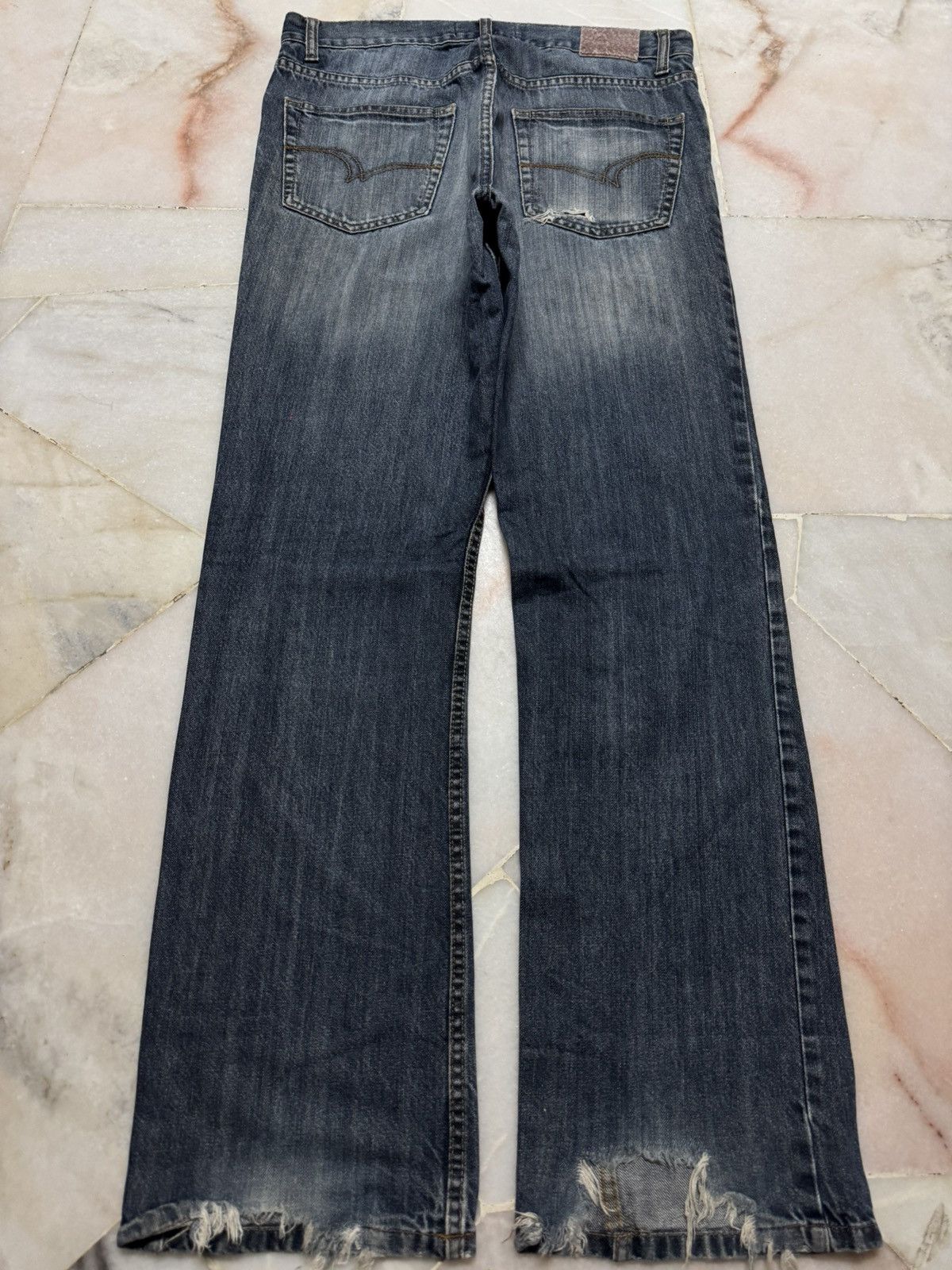 Japanese Brand FLARED JAPANESE THRASHED INSANE 90s STYLE DENIM JEANS Size US 32 / EU 48 - 12 Thumbnail