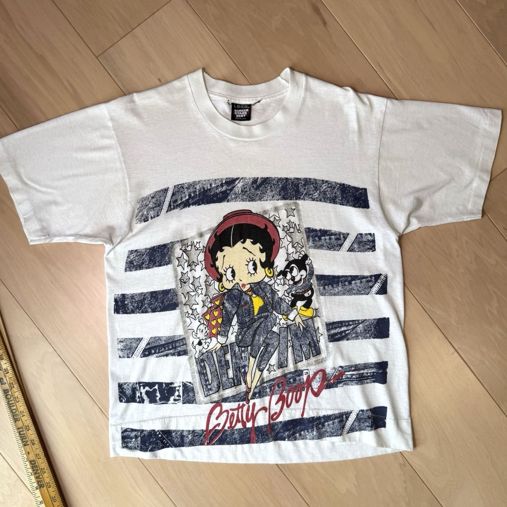 Vintage VINTAGE Betty Boop Shirt L White 90s Screen Stars Cartoon All Over Print Mens Shirt Size US L / EU 52-54 / 3 - 3 Thumbnail