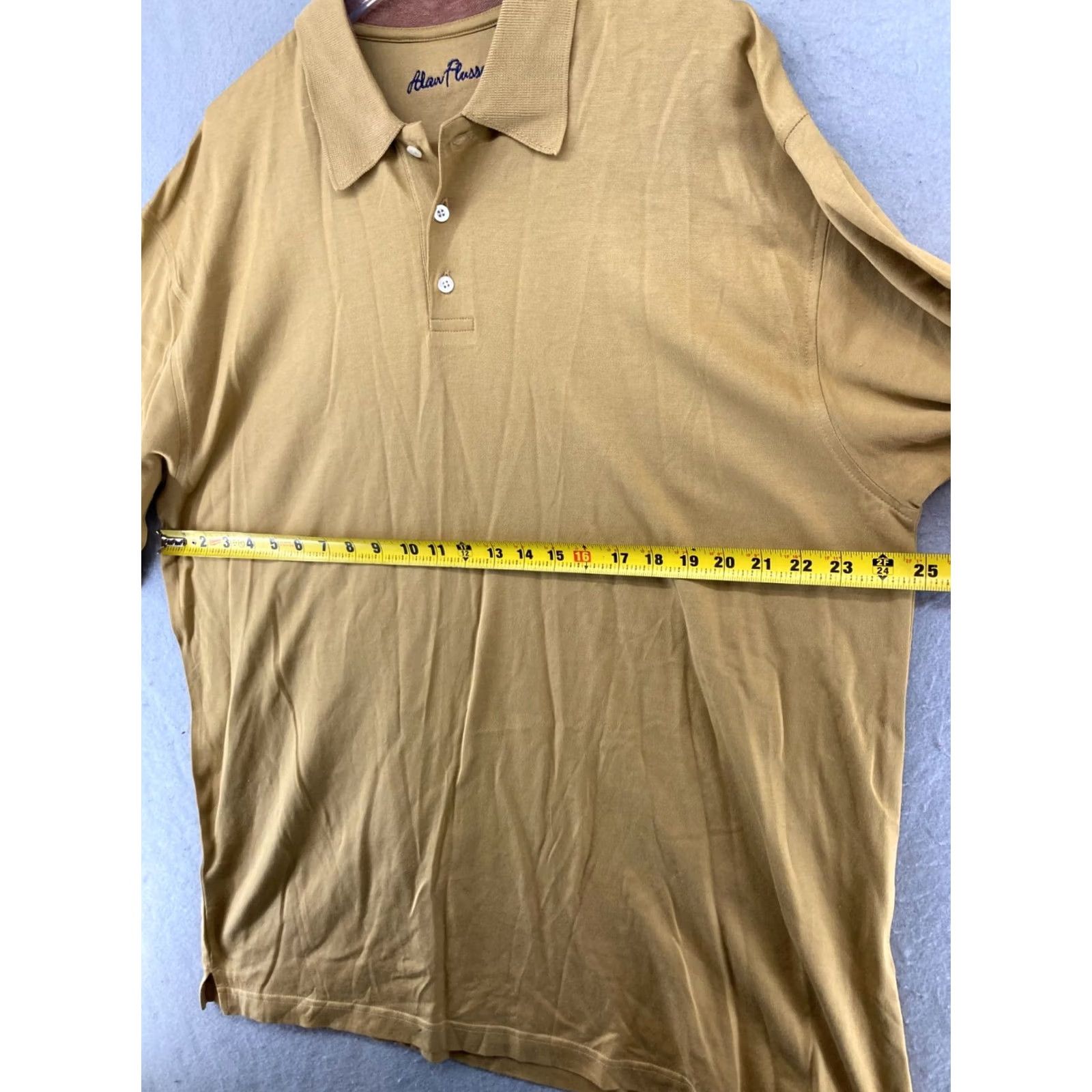 Vintage Alan Flusser Polo Shirt XL Mens Yellow Golf Short Sleeve Collared Classic Knit Cotton Sports Shirt Size US XL / EU 56 / 4 - 2 Thumbnail