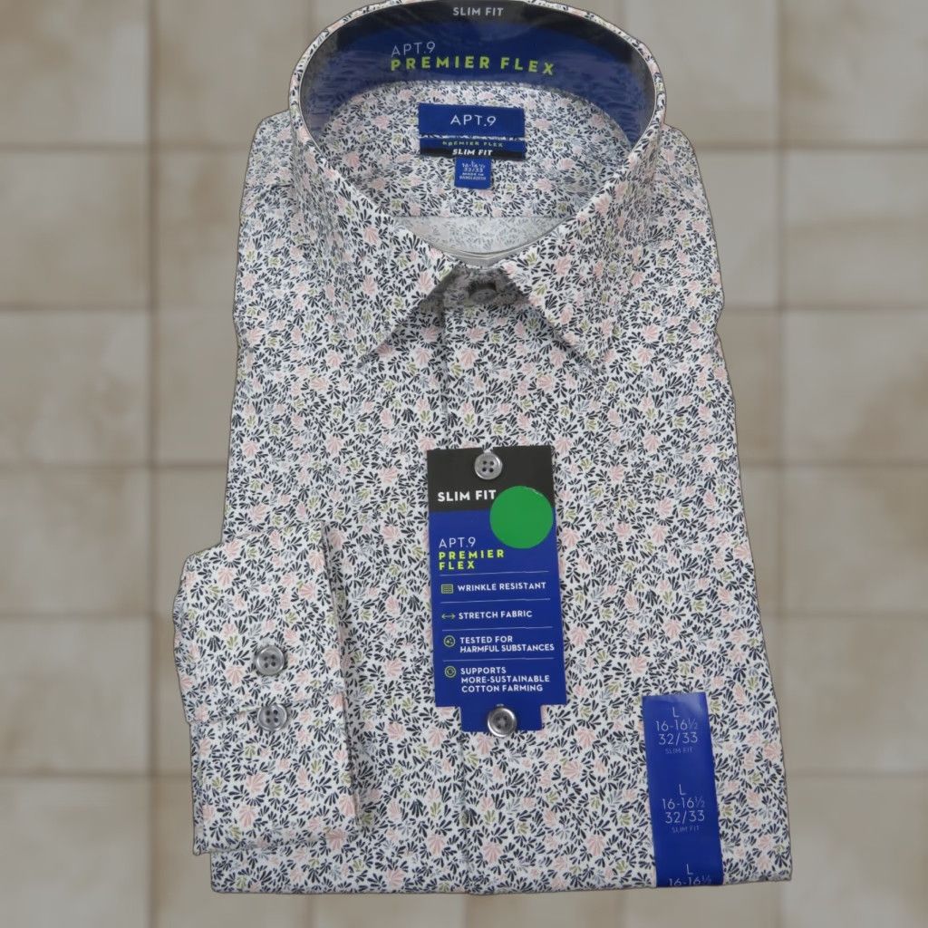 Apt. 9 Apt.9 Button-Down Dress Business Shirt Slim 16-16.5 32-33 L Multicolor Cotton Paisley Short Sleeve Button-Up Mens Size US L / EU 52-54 / 3 - 1 Thumbnail