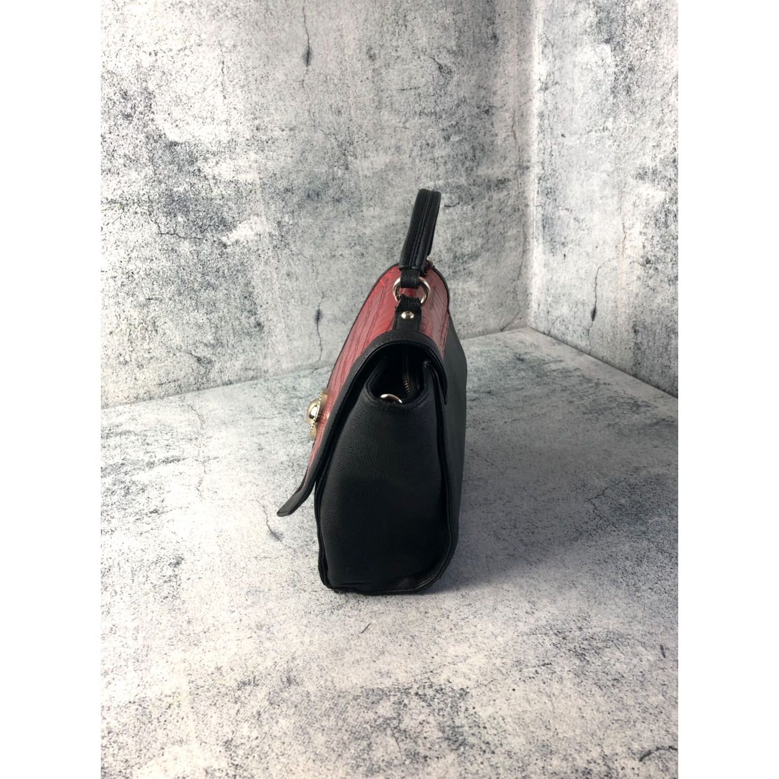 Versace Jeans Couture Versace Jeans Women's Handbag Croc-Embossed Black Polyester Logo Bag Size 32" / US 10 / IT 46 - 2 Thumbnail