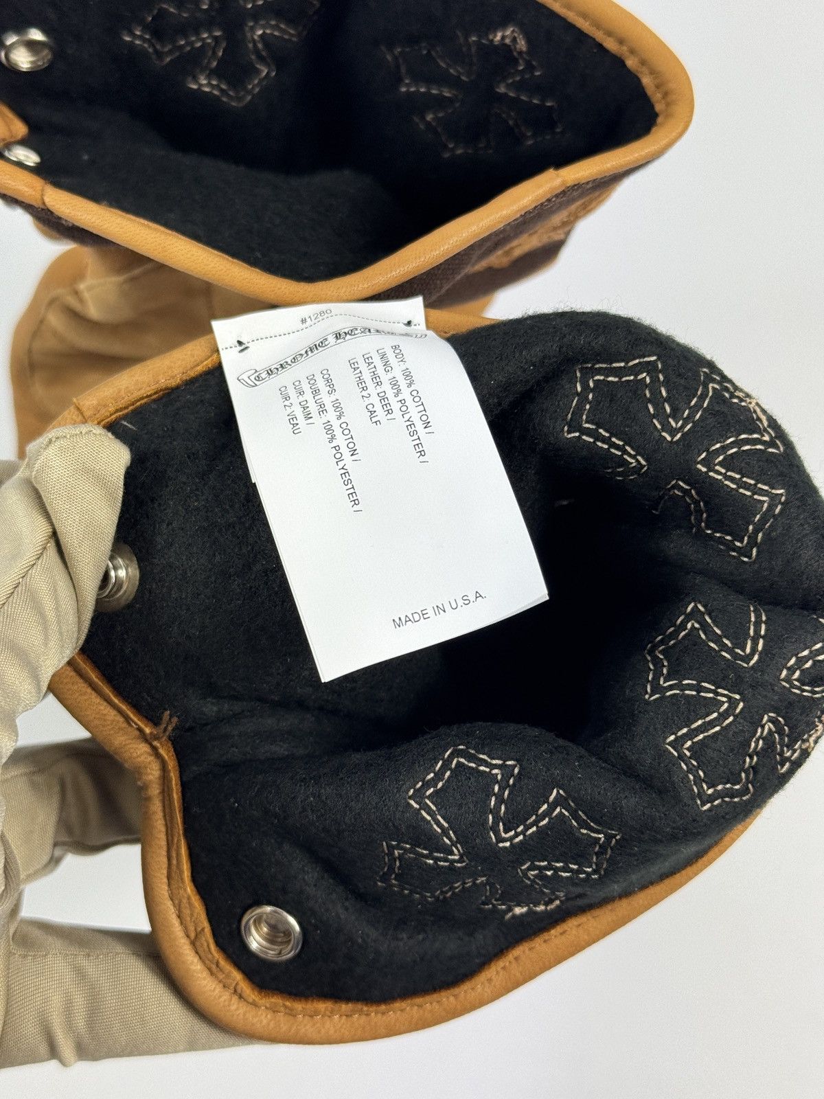 Chrome Hearts LEATHER CROSS PATCH GLOVES (RARE) L Size ONE SIZE - 9 Thumbnail