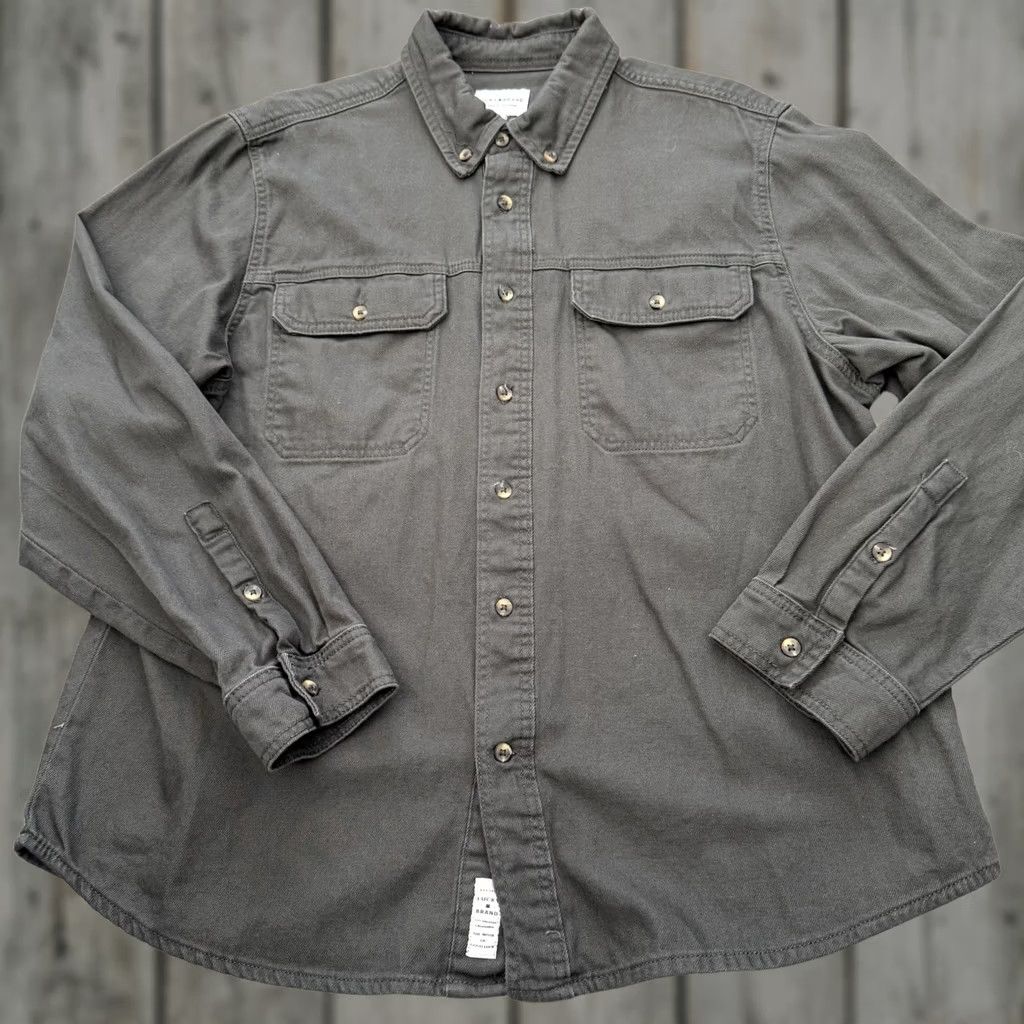 Lucky Brand Lucky Brand Shirt Mens XL Button Up Gray Green Shacket Heavy Pockets Size US XL / EU 56 / 4 - 1 Thumbnail