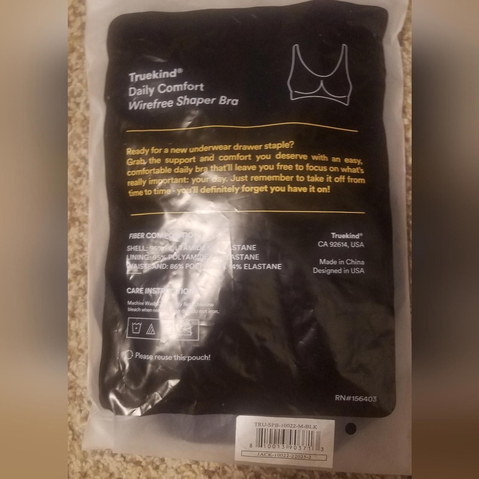 Designer NWT Truekind Daily Comfort Wirefree Black Shaper Bra Medium Size ONE SIZE - 2 Thumbnail