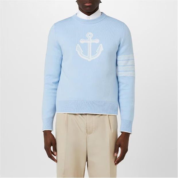 Thom Browne o1g2r1mq0724 Crew Neck Sweaters in Light Blue Size US L / EU 52-54 / 3 - 3 Thumbnail