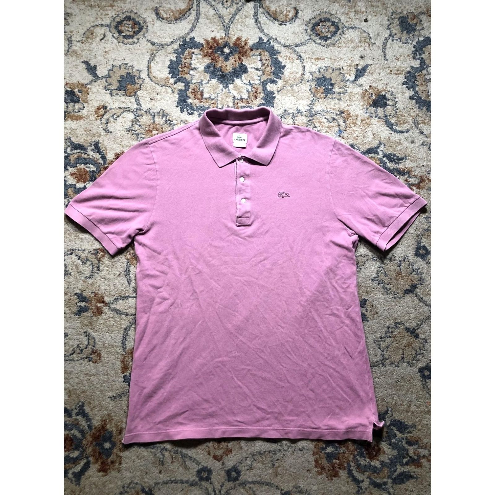 Lacoste Lacoste Polo Shirt Mens XL Pink Pique Short Sleeve Crocodile Logo Embroidered Size US XL / EU 56 / 4 - 2 Thumbnail