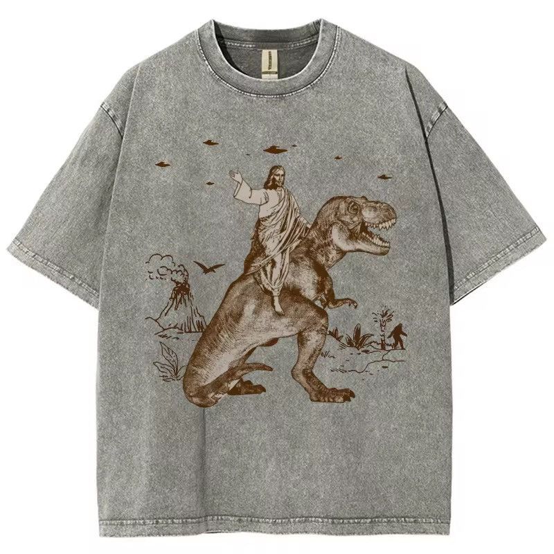 Sawako x Kyono Jesus On Dino Printed Short Sleeve T-Shirt