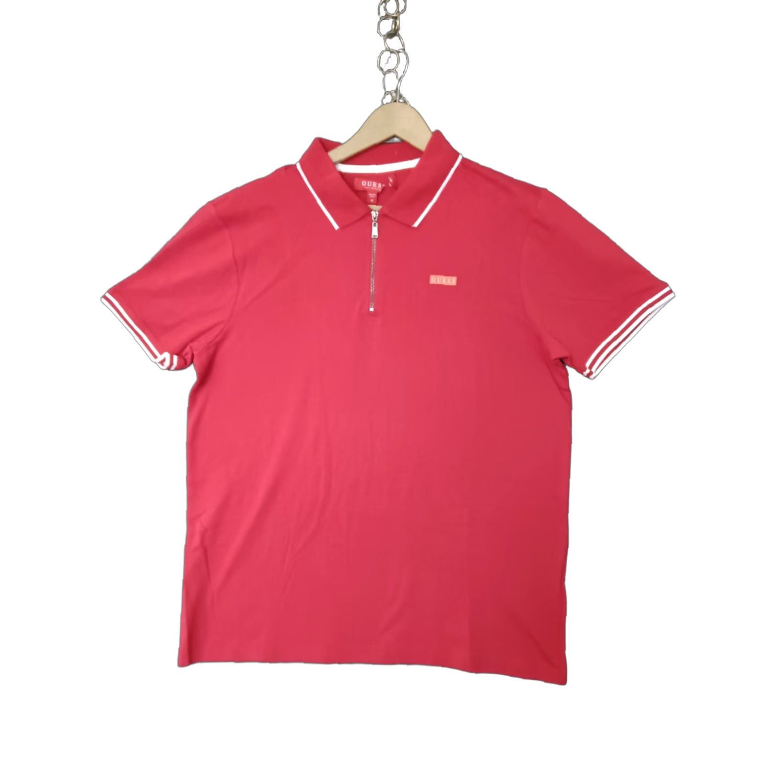Guess GUESS Polo Shirt Men's Red Short Sleeve Collared 1/4 Zip T-Shirt M Size US M / EU 48-50 / 2 - 1 Thumbnail