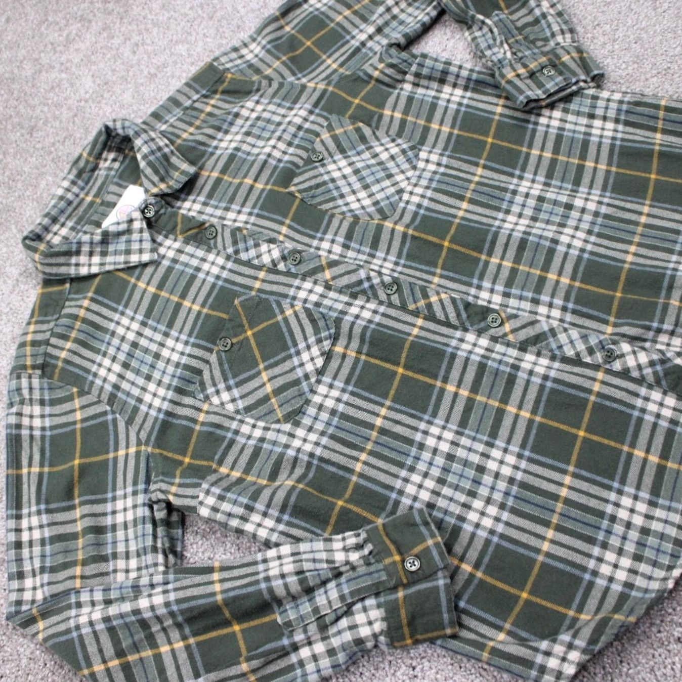 Vintage 44 degrees North Button-Up Flannel Shirt Womens Large Green/Yellow/White Cotton L/S Plaid Size L / US 10 / IT 46 - 6 Thumbnail