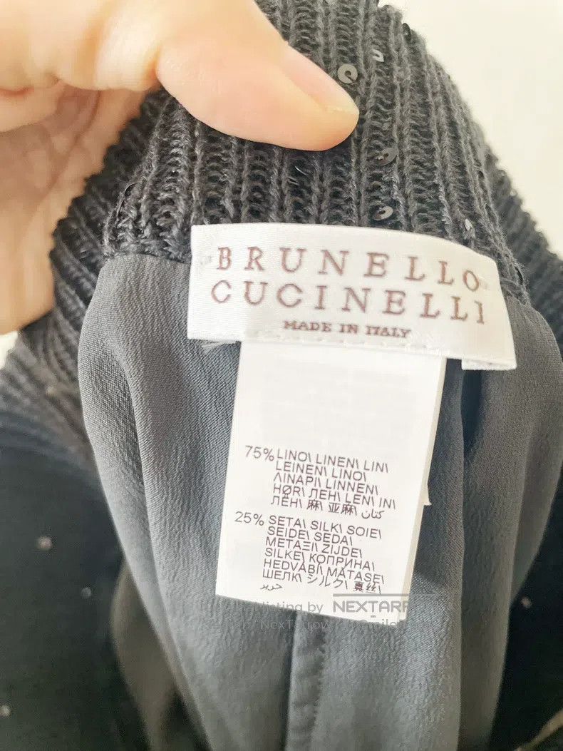 Brunello Cucinelli Brunello Cucinelli size M Black fully sequined linen silk e Size 28" / US 6 / IT 42 - 9 Thumbnail