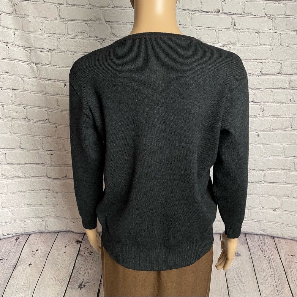 Other New Wool Silk Blend Black With Front Pink Floral Pattern Ca Size M / US 6-8 / IT 42-44 - 4 Thumbnail