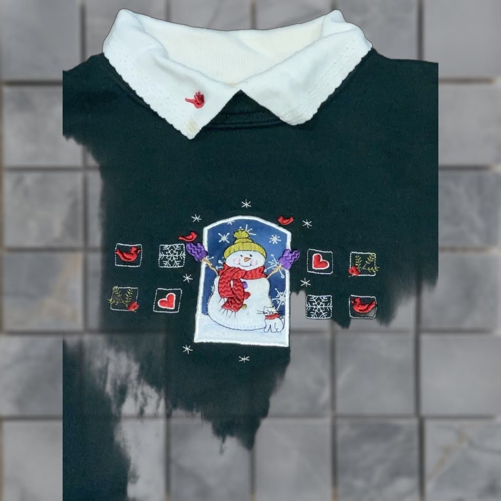 Vintage Top Stitch Sweatshirt Christmas Grandma Snowman Petite Large Green Womens Pullover Activewear Christmas Theme Womens PL Size L / US 10 / IT 46 - 1 Thumbnail