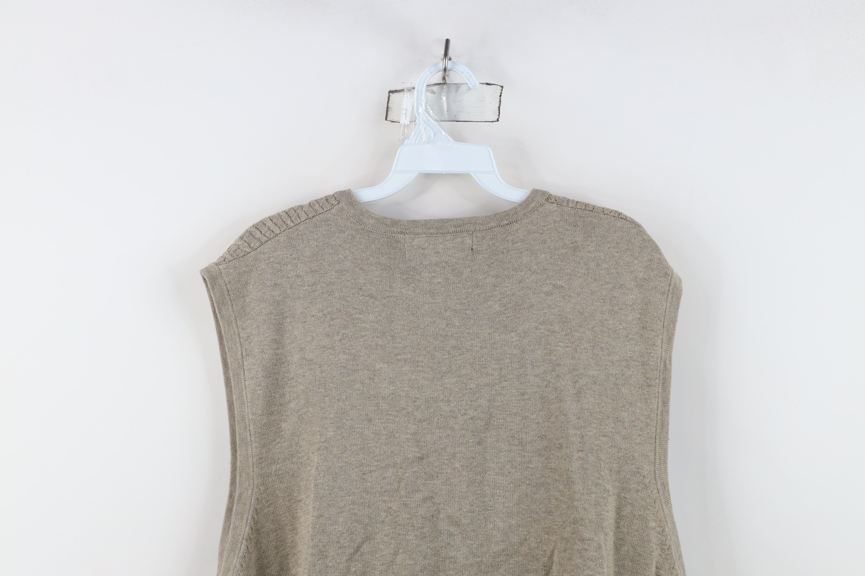 Vintage Vintage 90s Streetwear Cable Knit V-Neck Sweater Vest Beige Size US XL / EU 56 / 4 - 9 Thumbnail