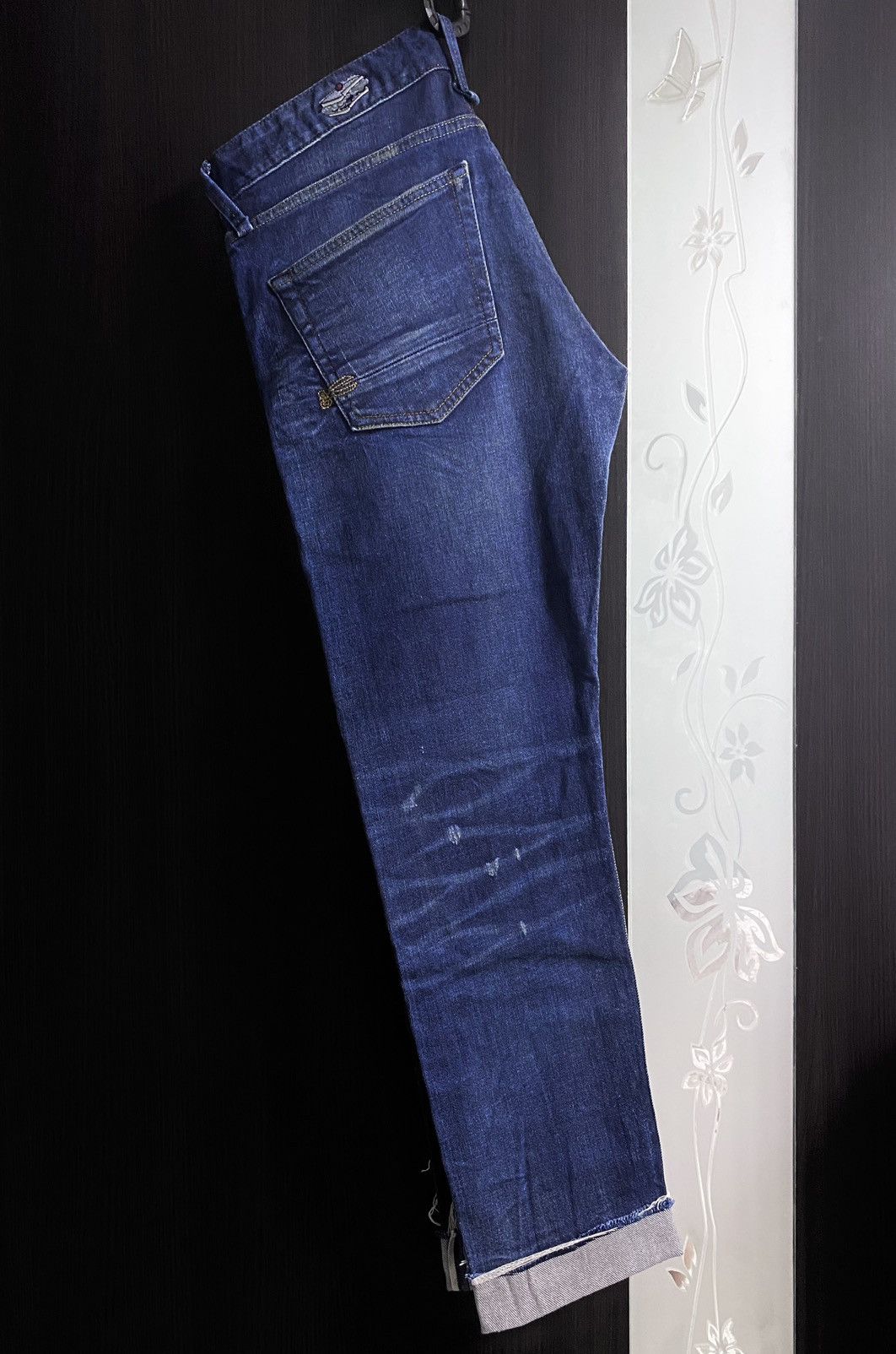 DENHAM Razor Washed Distressed Patchwork Stitched Fringed Torn Size US 30 / EU 46 - 4 Thumbnail