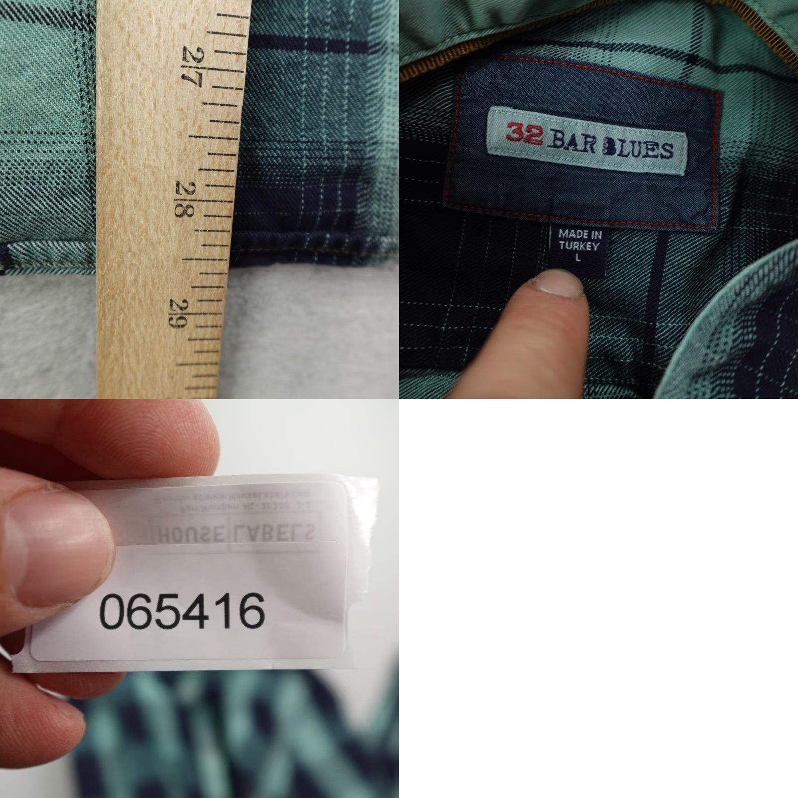 Vintage 32 Bar Blues Shirt Mens Large Blue Plaid Button-Down Long Sleeve Casual Cotton Shirt Mens L Blue Plaid Size US L / EU 52-54 / 3 - 8 Thumbnail