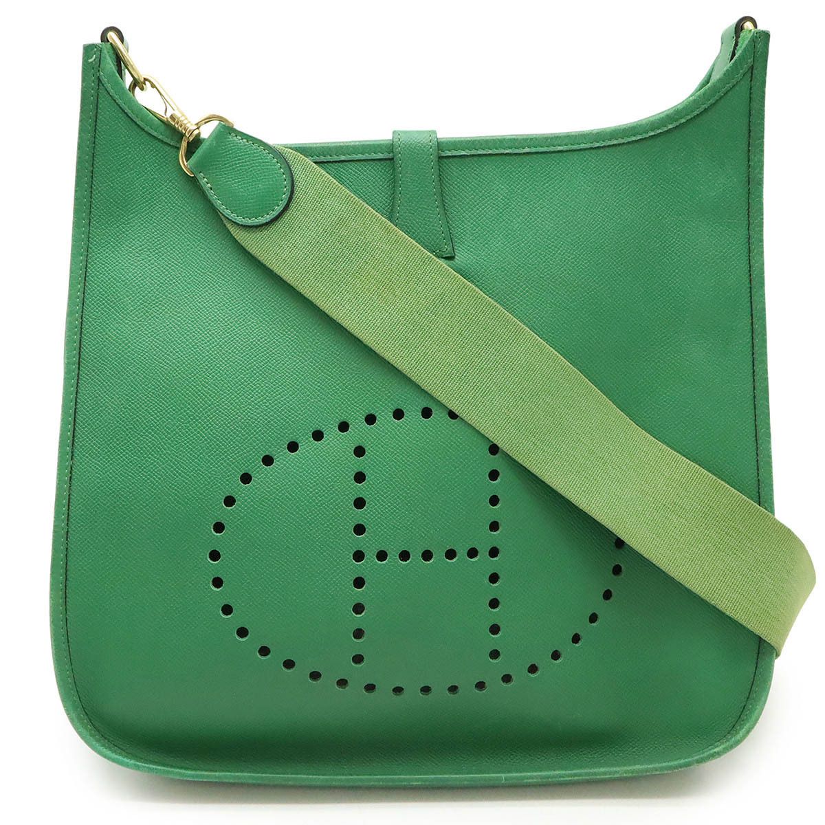 Hermes Hermes Evelyne I Vau Epsom Shoulder Bag Leather Shoulder Bag Stamp Z (1996) in Green, Women's