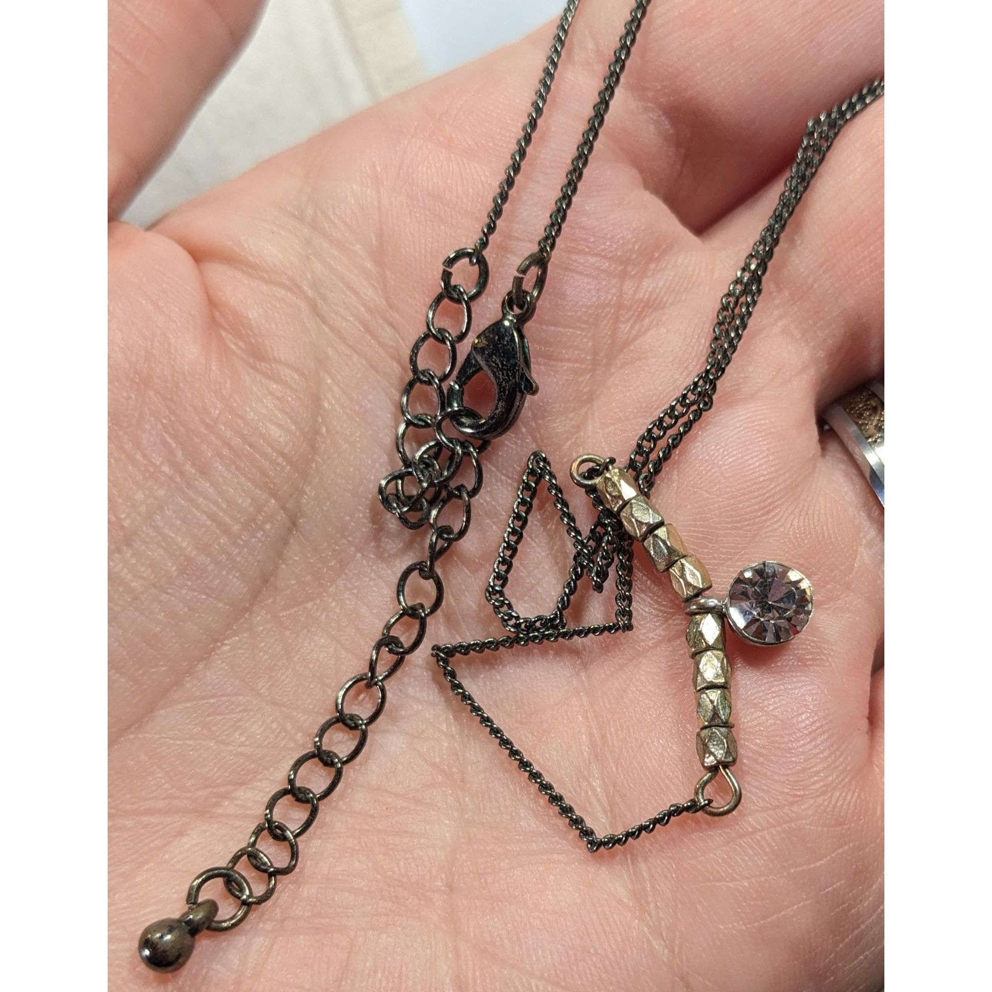 Other Minimalist Brutalist Silver And Gold Tone Rhinestone Pendant Size ONE SIZE - 3 Thumbnail