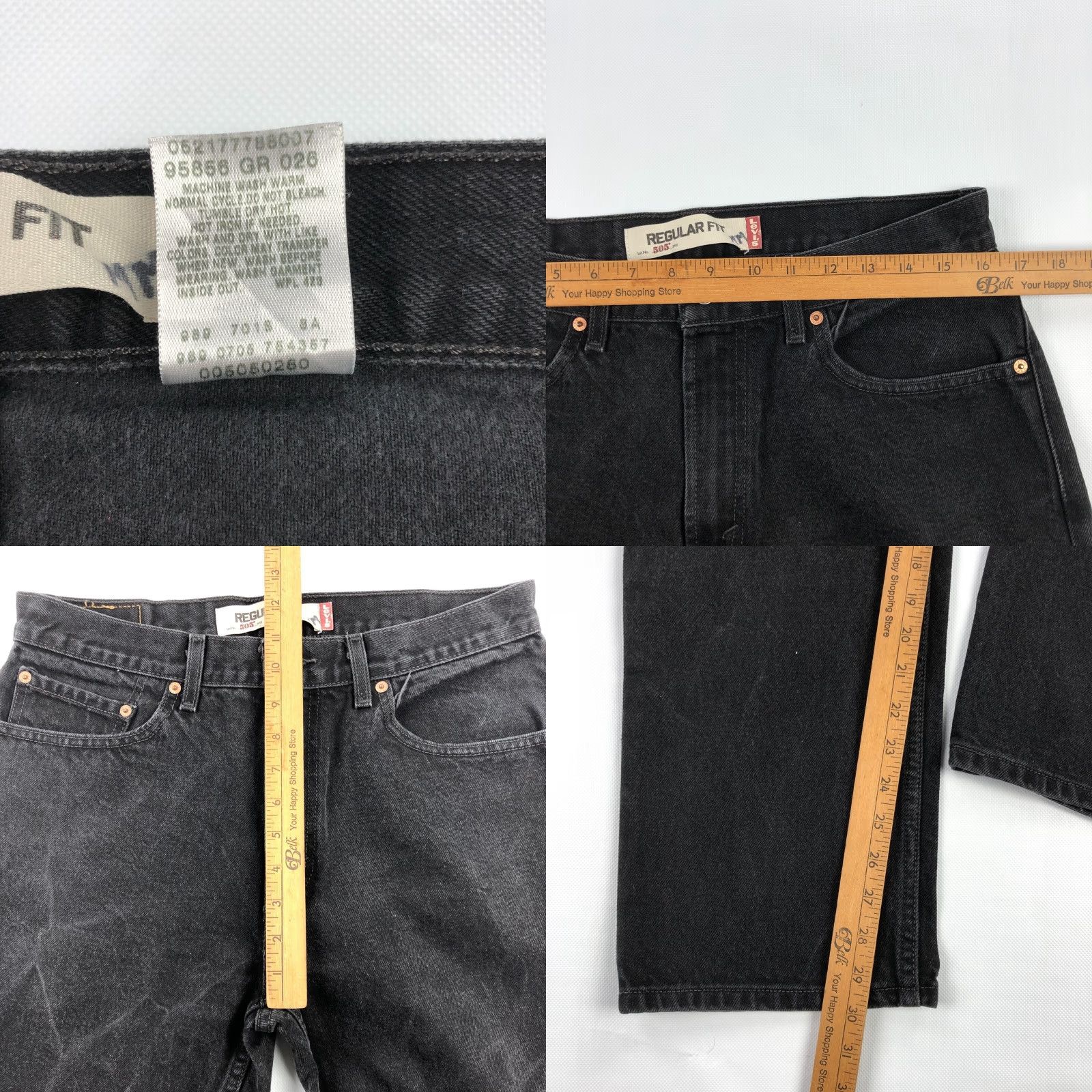 Levi's VINTAGE Levi's Jeans Mens 34x34 Black 505 American Denim Pants Straight Boots Regular Mens Size US 33 - 8 Thumbnail