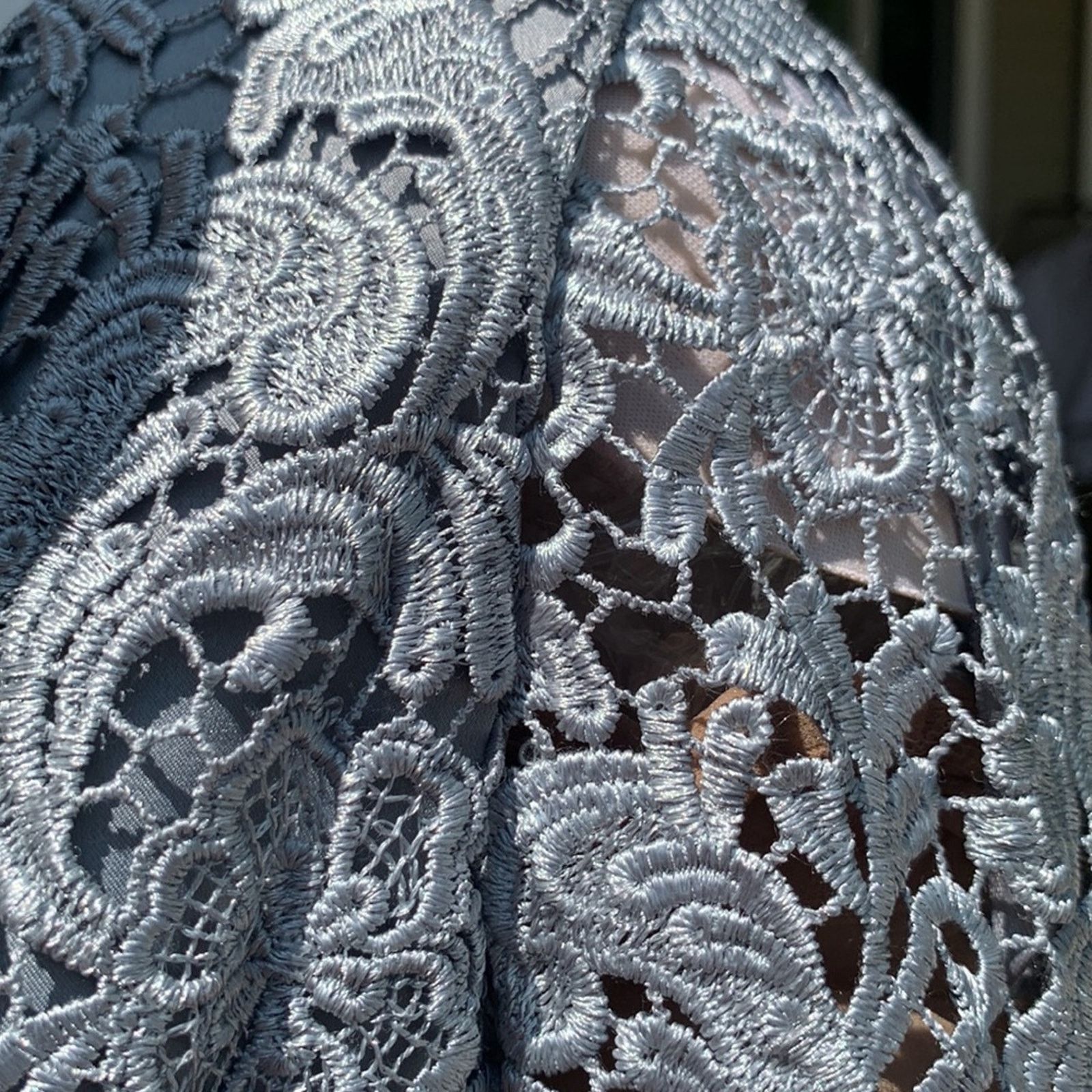 Vintage Eliza J. gray silver lace overlay 3/4 sleeves cocktail dress Size S / US 4 / IT 40 - 5 Thumbnail