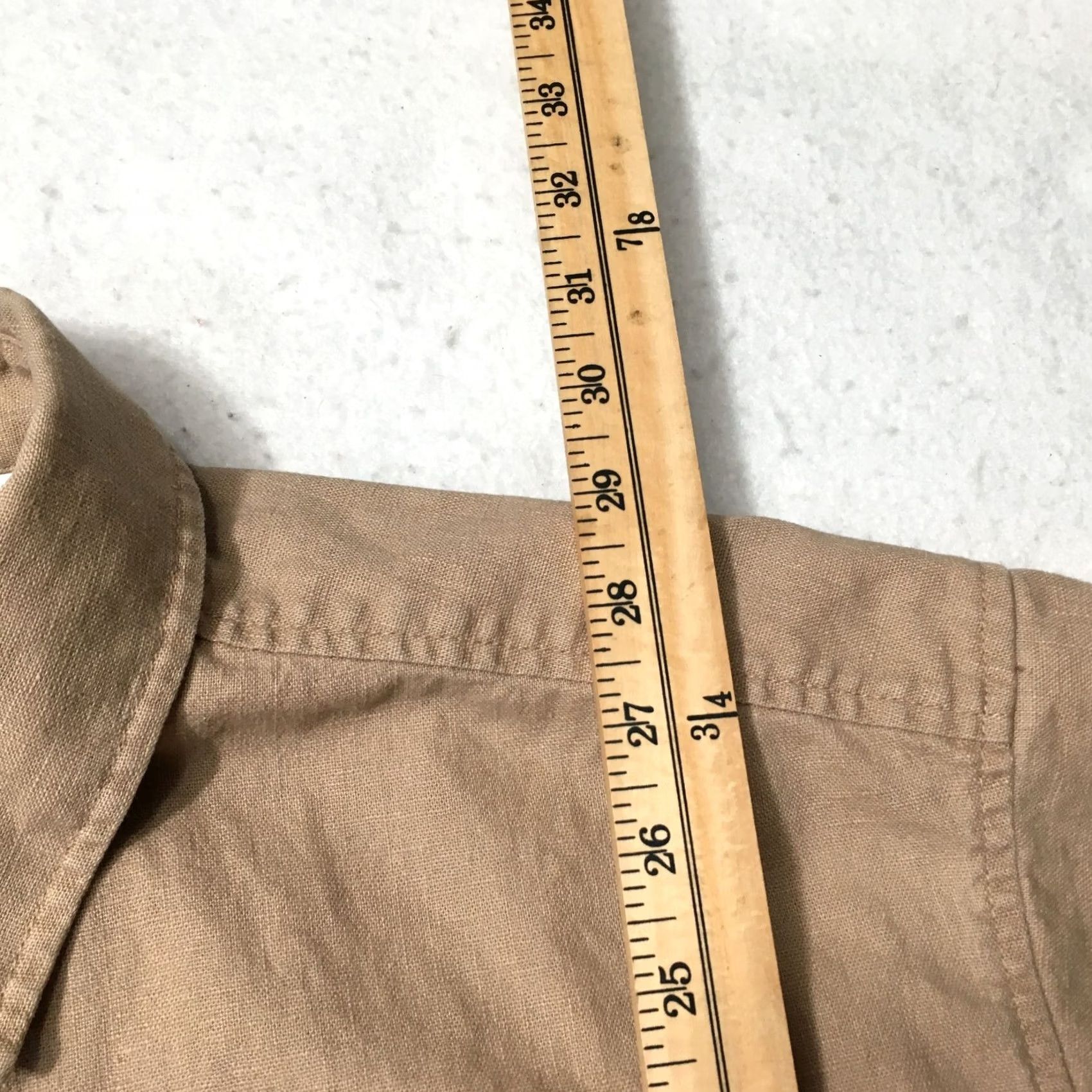 Sean John Sean John Mens Shirt Short Sleeve Button Front Linen Cotton Khaki Canvas Beige Size US M / EU 48-50 / 2 - 7 Thumbnail