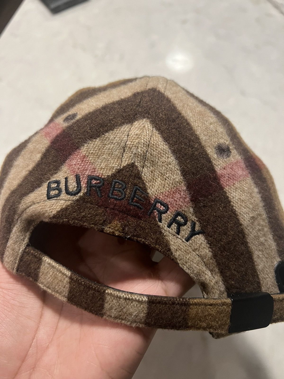 Burberry Burberry Lambskin Trim Check Wool Baseball Cap Size ONE SIZE - 5 Thumbnail