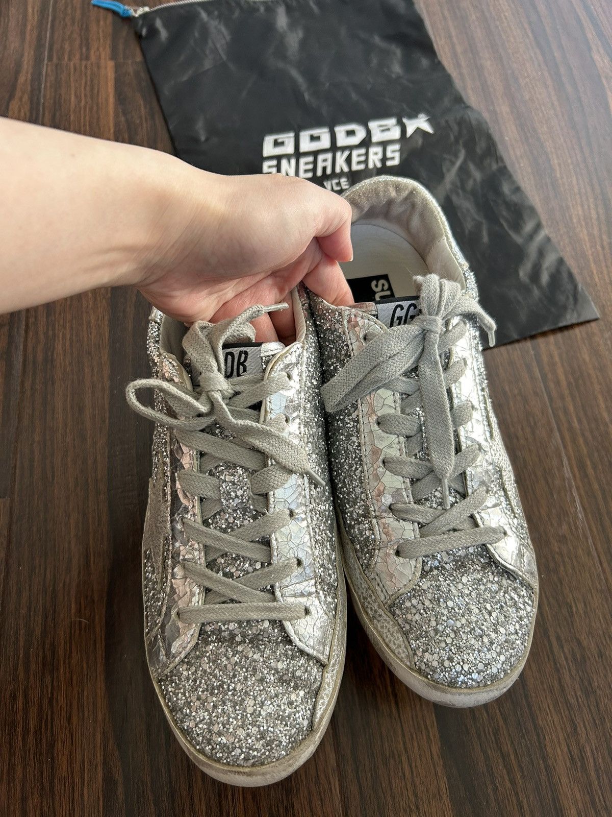 Golden Goose Golden Goose Superstar Silver Distressed Glitter Sneakers 38 Size US 8 / IT 38 - 7 Thumbnail