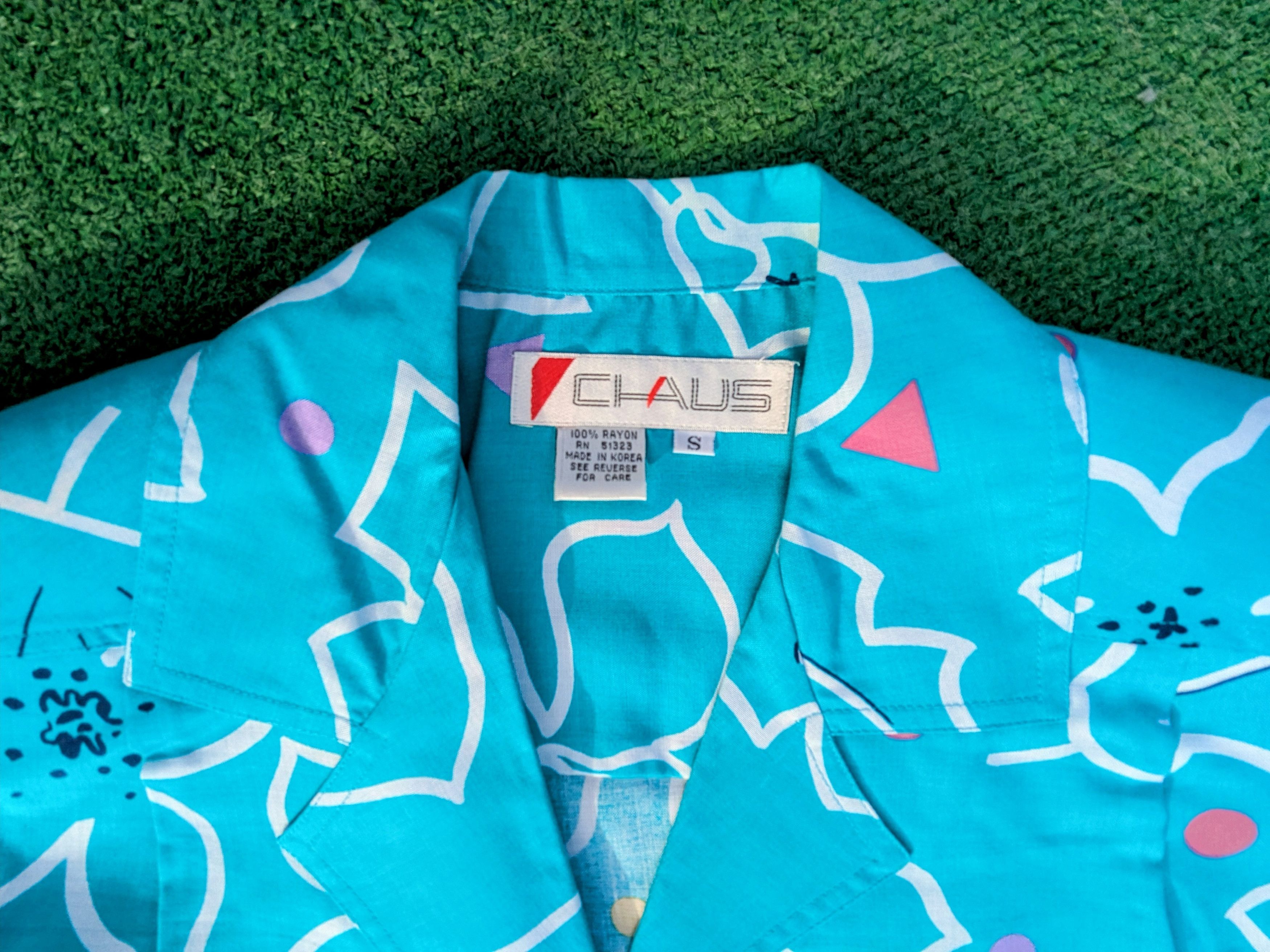 Vintage Chaus Women's 1980s Graphic S/S Button-Down Jacket Shirt Top Size S / US 4 / IT 40 - 6 Thumbnail